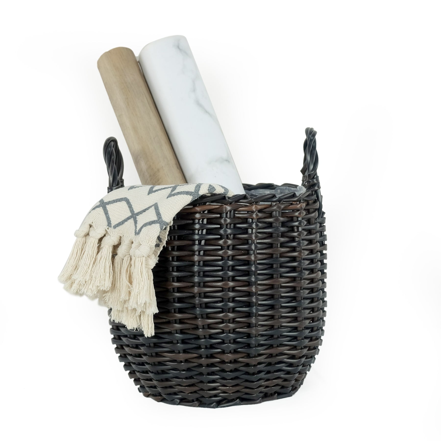 DTY Signature 3-Pack Wicker Multi-purposes Basket with handle - Planter basket