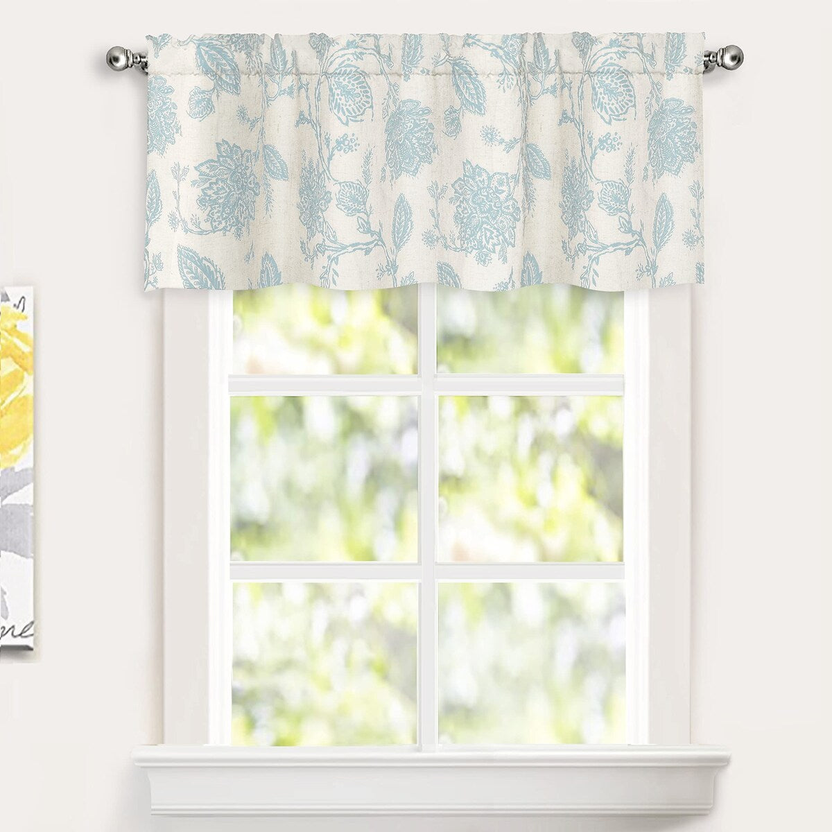 DriftAway Freda Jacobean Floral Linen Blend Window Curtain Valance