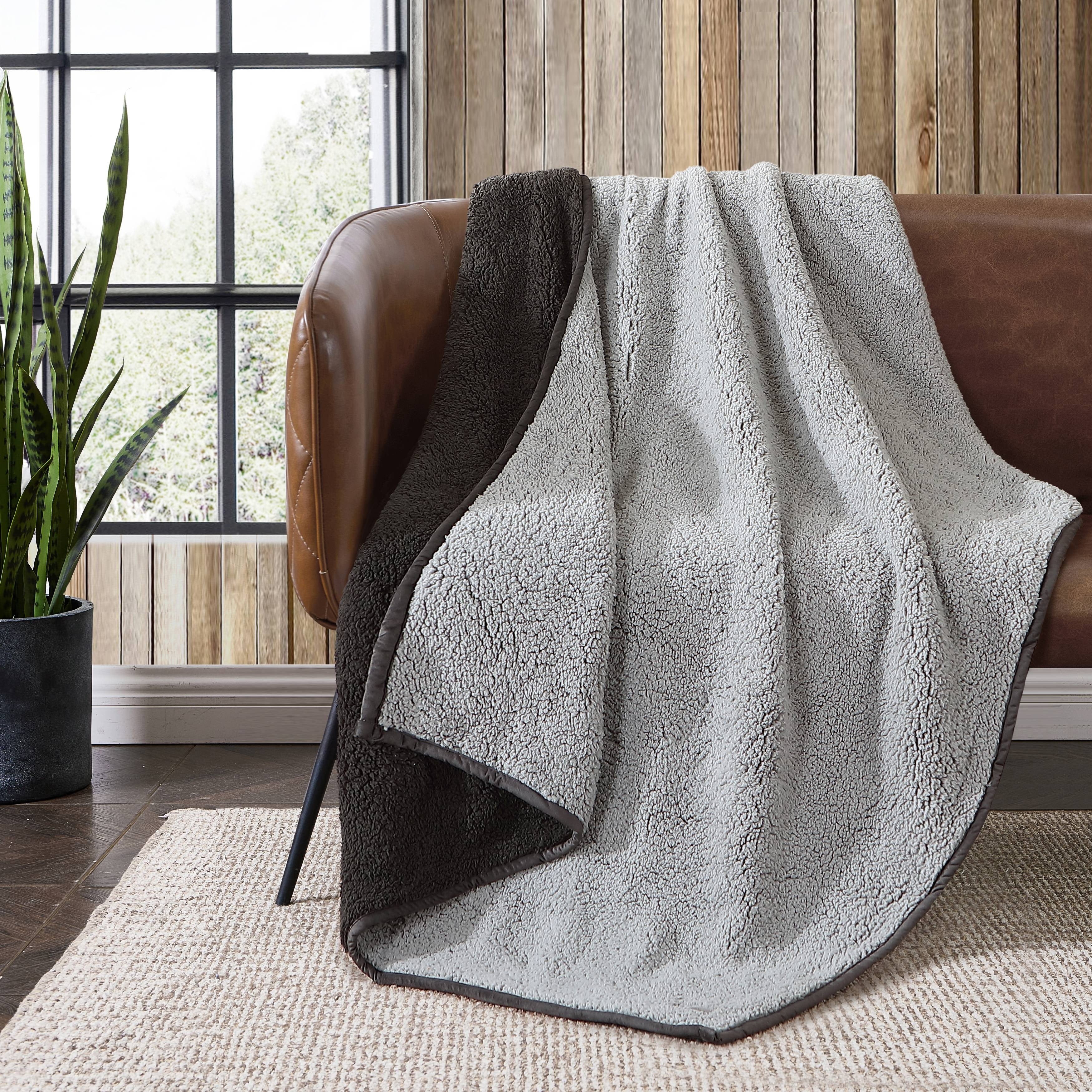 Eddie Bauer Bi Colored Sherpa Reversible Throw Blanket