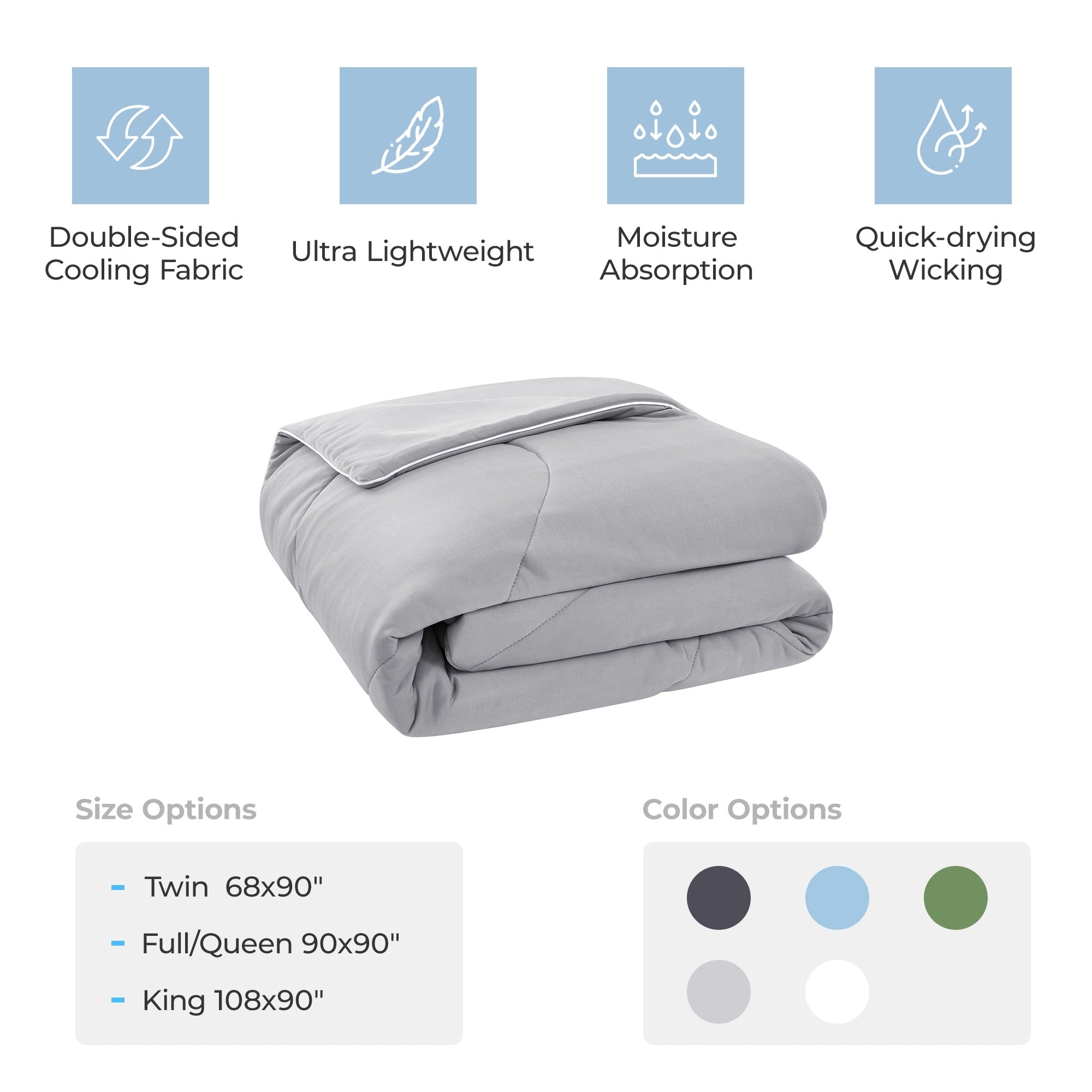 Lightweight Breathable Dual-side Cooling Blanket for Hot Sleepers, Cool Touch Comforter