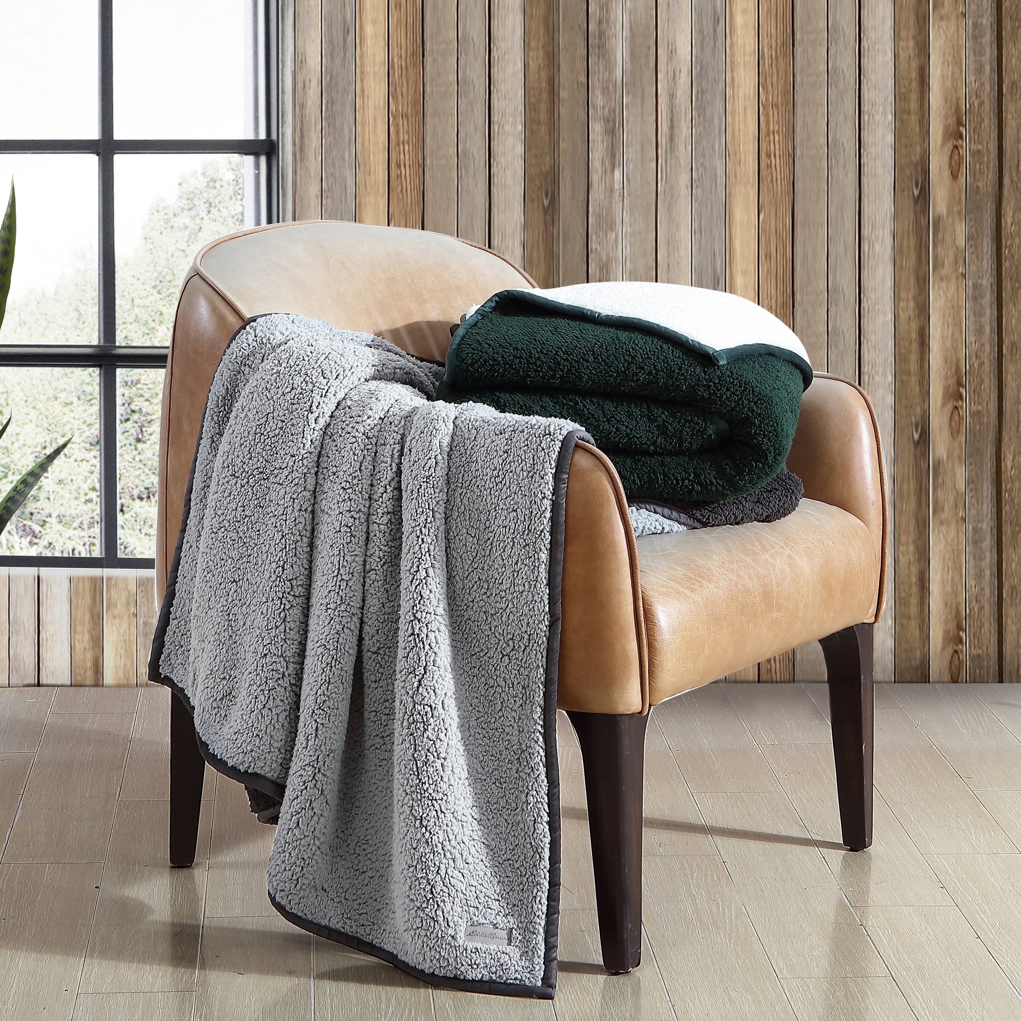 Eddie Bauer Bi Colored Sherpa Reversible Throw Blanket