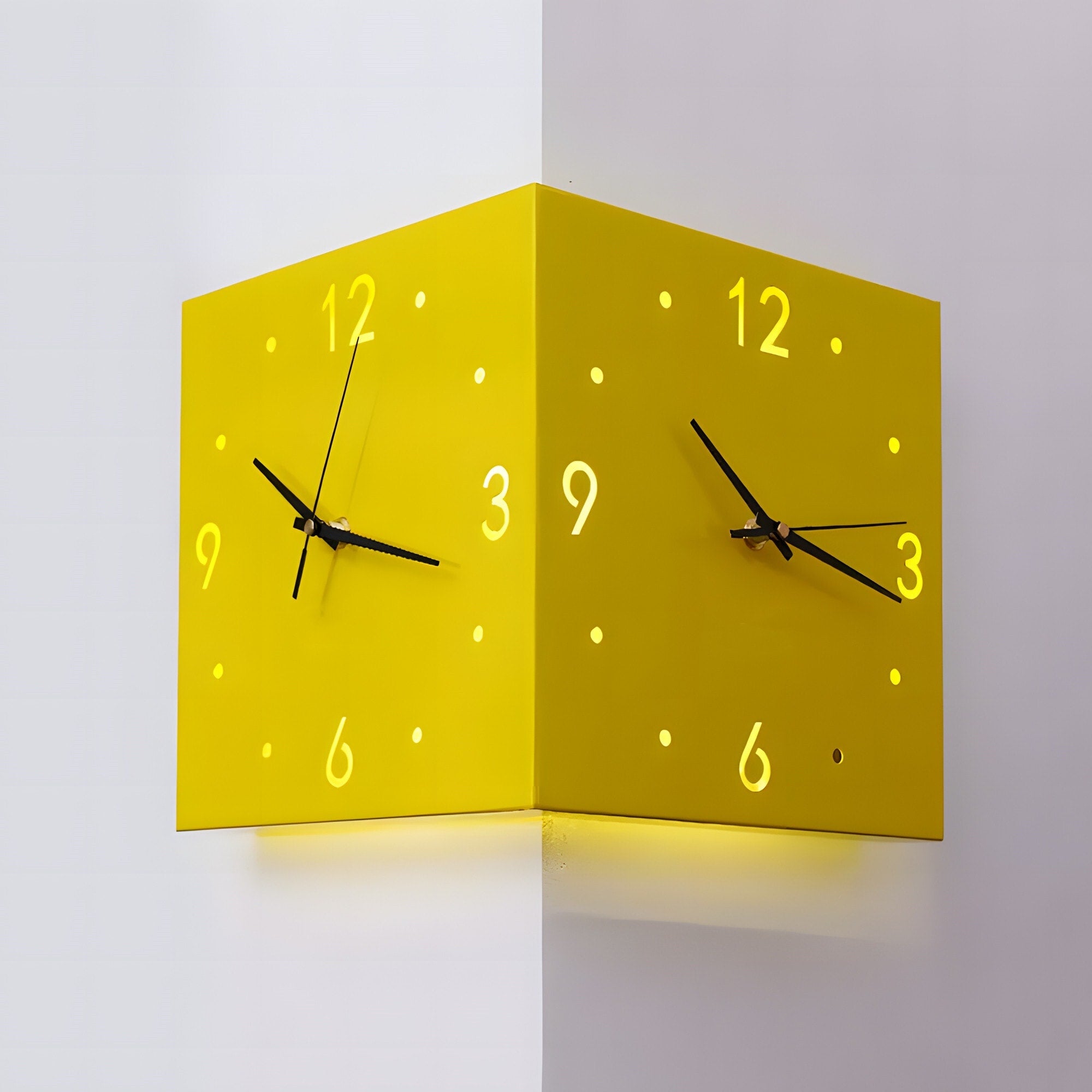 Backlit LED Wall Clock Corner Clock w/ Motion Sensor