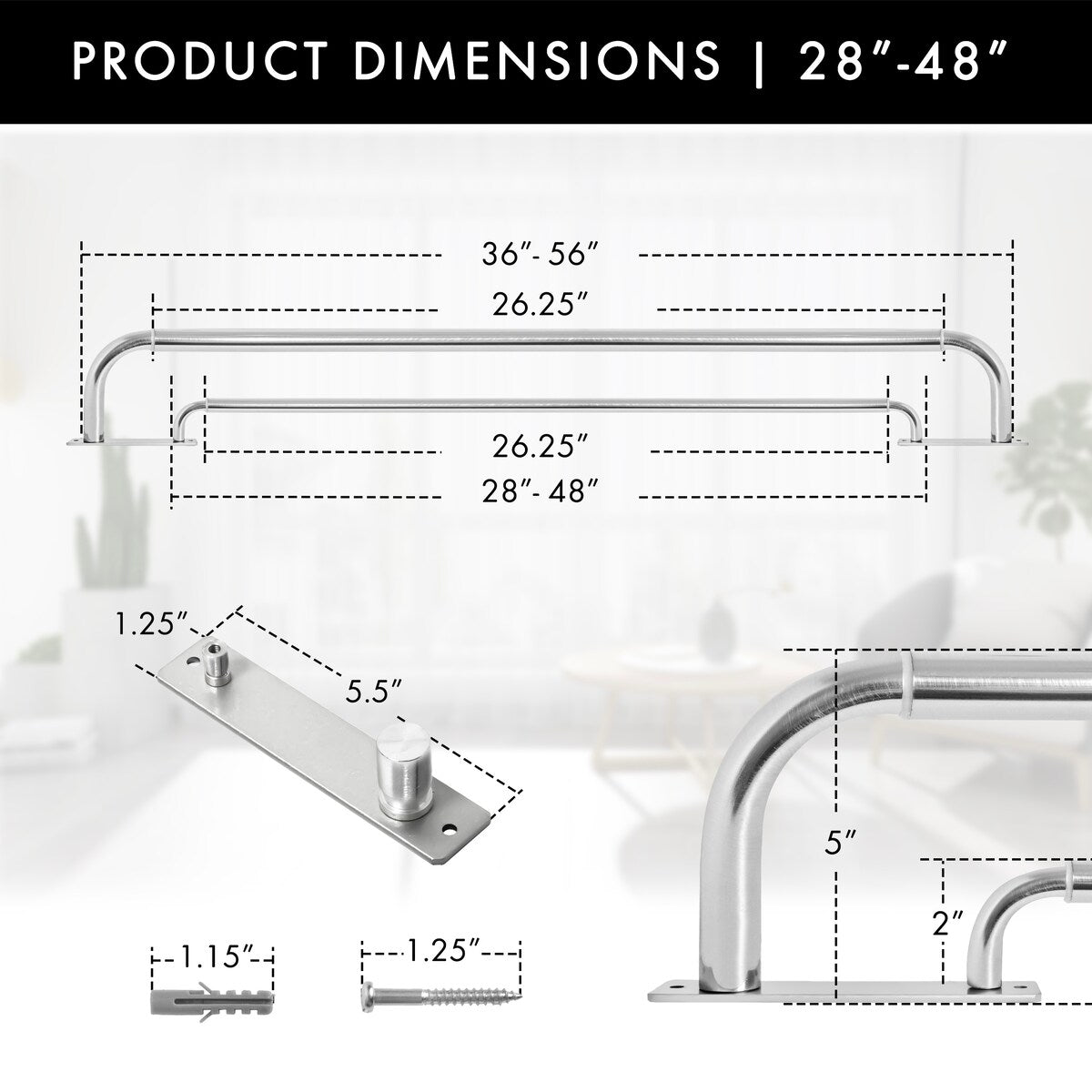 Meriville Double Wrap Around Blackout Curtain Rod Set - 1-inch Diameter Front Rod and 5/8-inch Diameter Back Rod