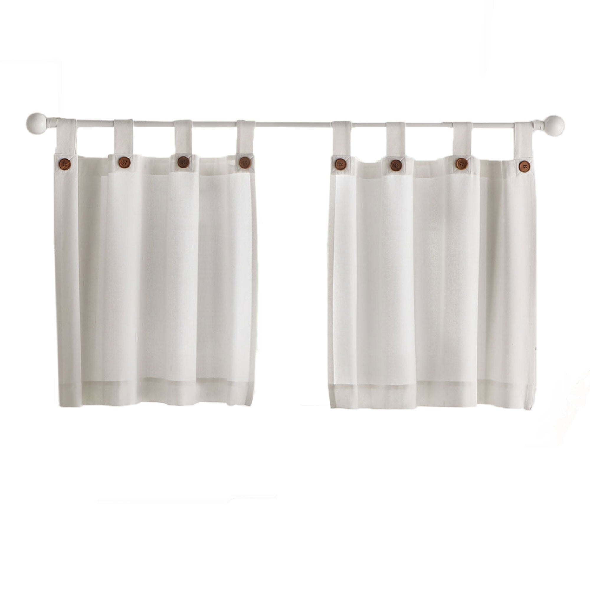 Tucker Solid Button Kitchen Curtain Tier Set