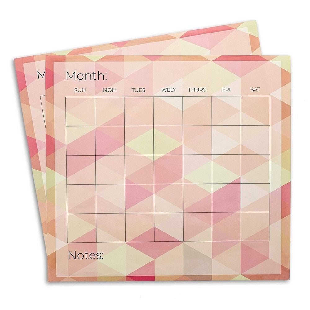 6x Adhesive Blank Monthly Dry Erase Wall Calendar for Schedule Reminder 14x12.5