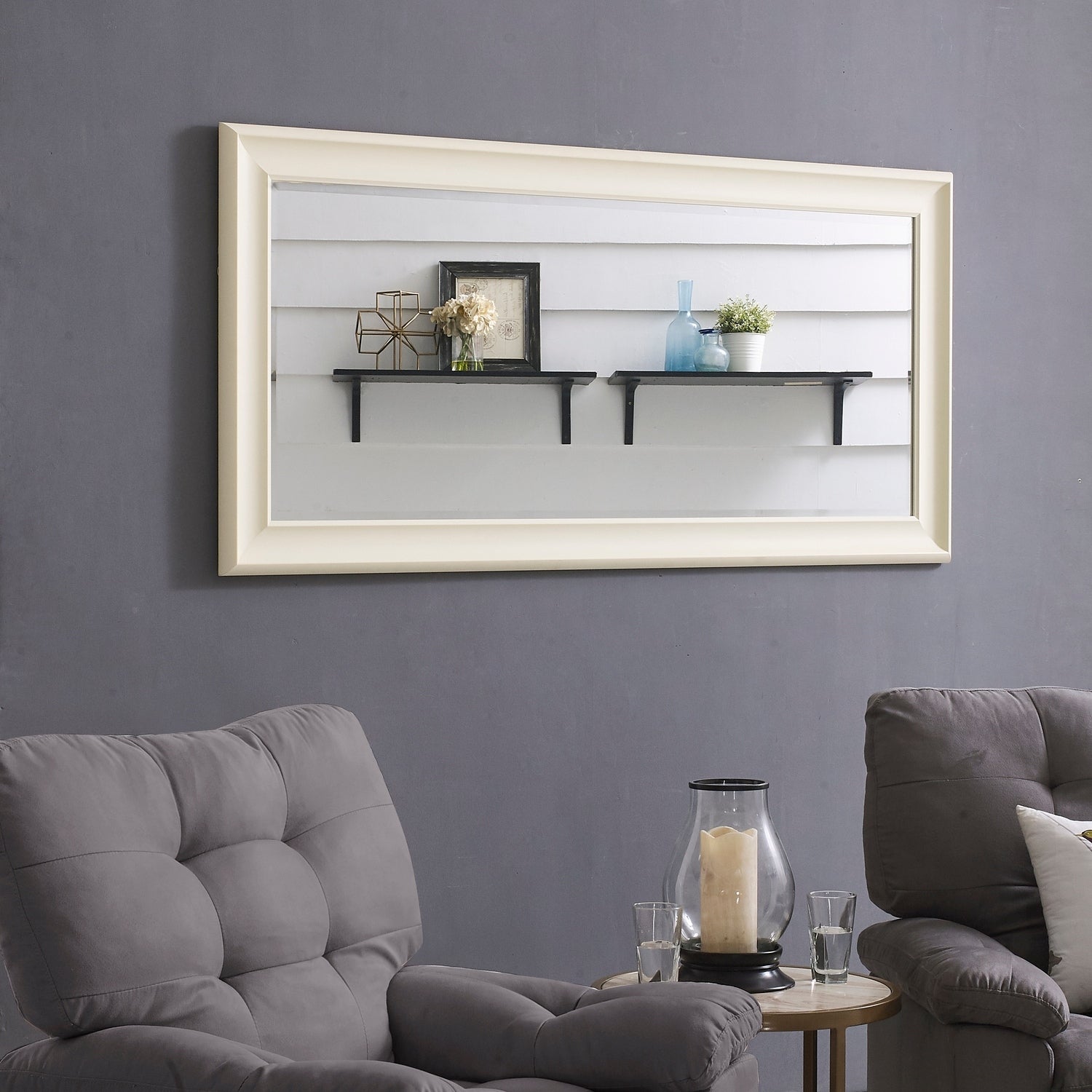 Tall Mirror Full Body Oversized Mirror Smooth Faux Wood Frame Rectangle Wall Mounted Hanging Mirror