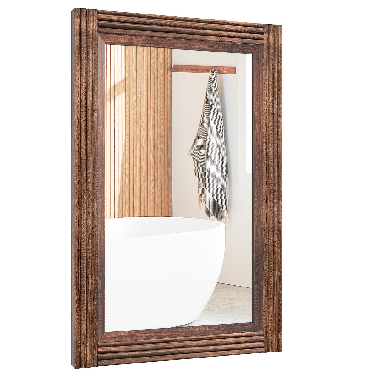 Solid Wood Frame Flat Bathroom Mirror