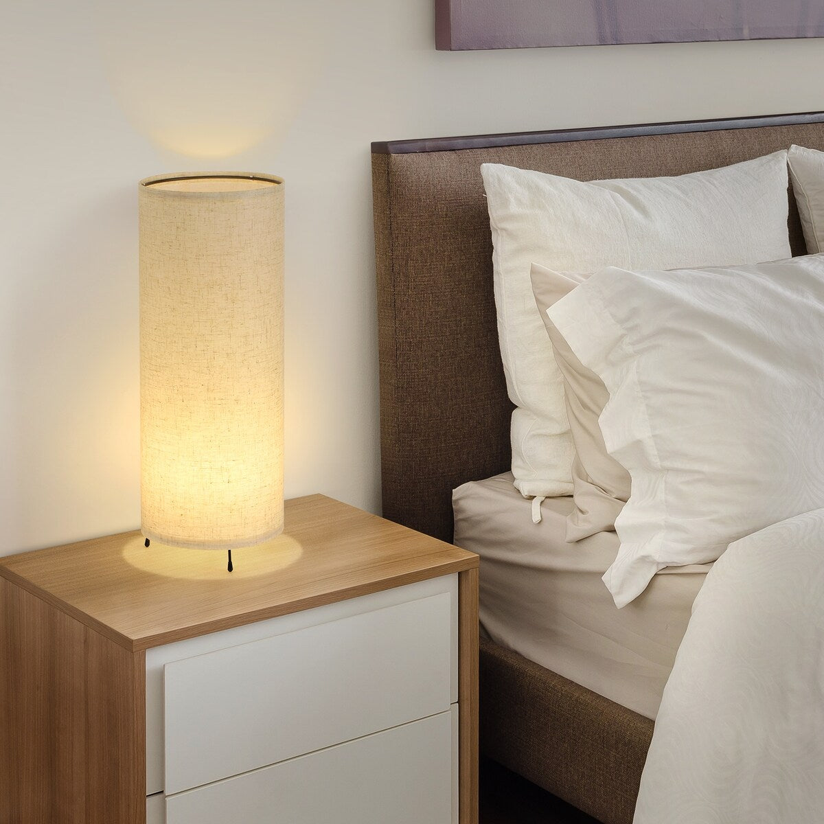 Set of 2 Small Bedside Table Lamps with Simple Metal Base