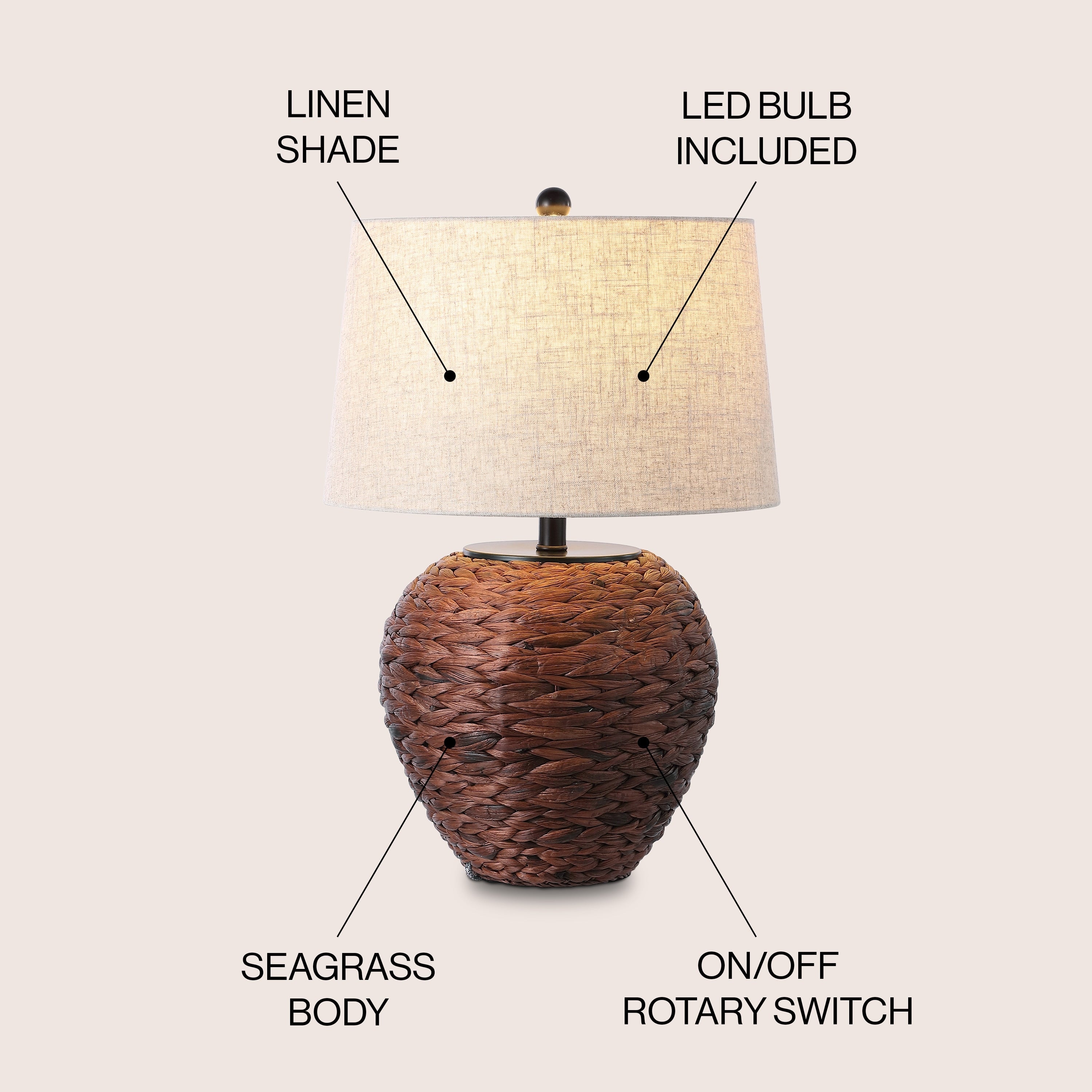 Elicia 24.5 Banana Leaf Basket LED Table Lamp, by JONATHAN Y