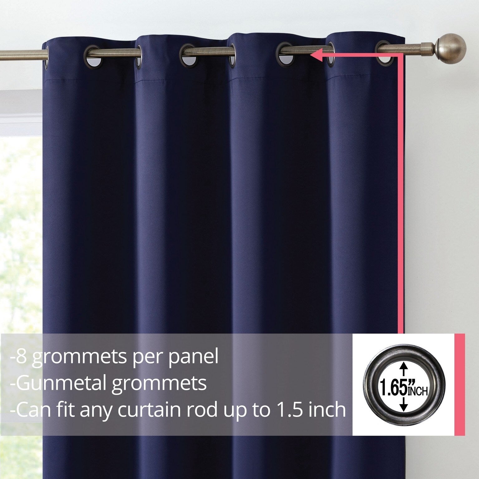 HLC.me Oxford Blackout Curtains - Thermal Insulated Window Treatment Grommet Panels, Set of 2