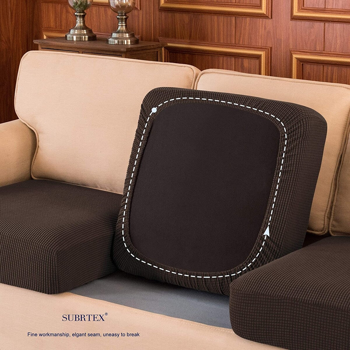 Subrtex 3-Piece Stretch Separate Sofa Cushion Cover Elastic Slipcover