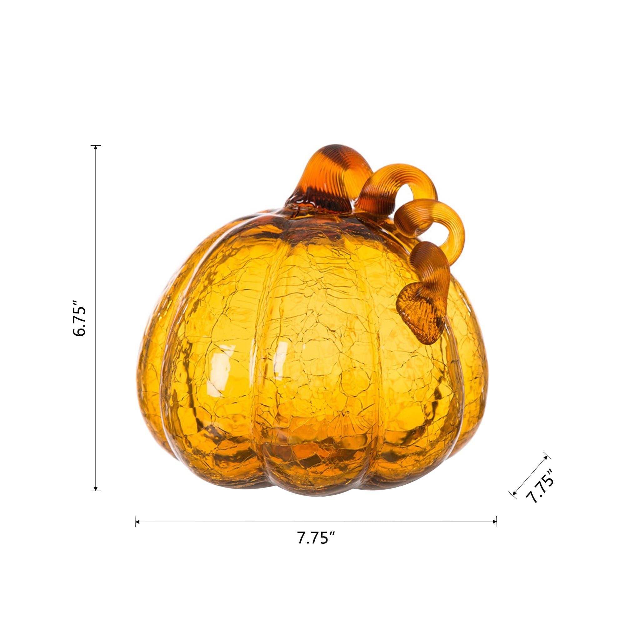 Glitzhome Amber Crackle Handblown Fall Harvest Glass Pumpkins for Thanksgiving Decor