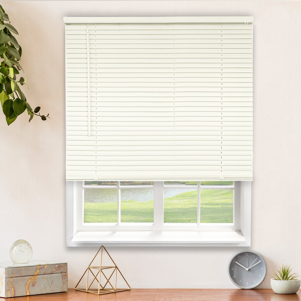 CHICOLOGY Cordless 1-Inch Vinyl Mini Blinds Room Darkening, Alabaster