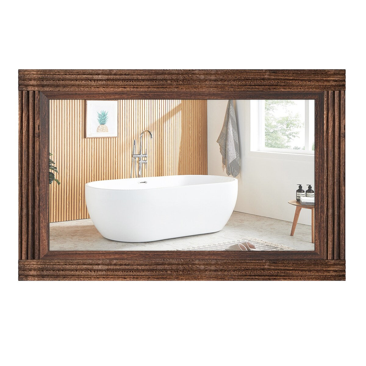 Solid Wood Frame Flat Bathroom Mirror