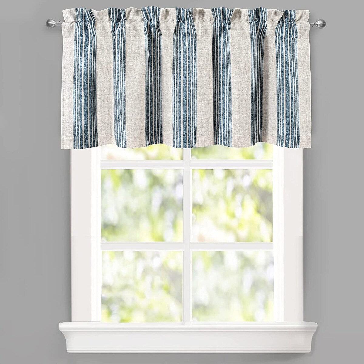 DriftAway Chris Vertical Striped Pattern Linen Textured Blackout Window Curtain Valance