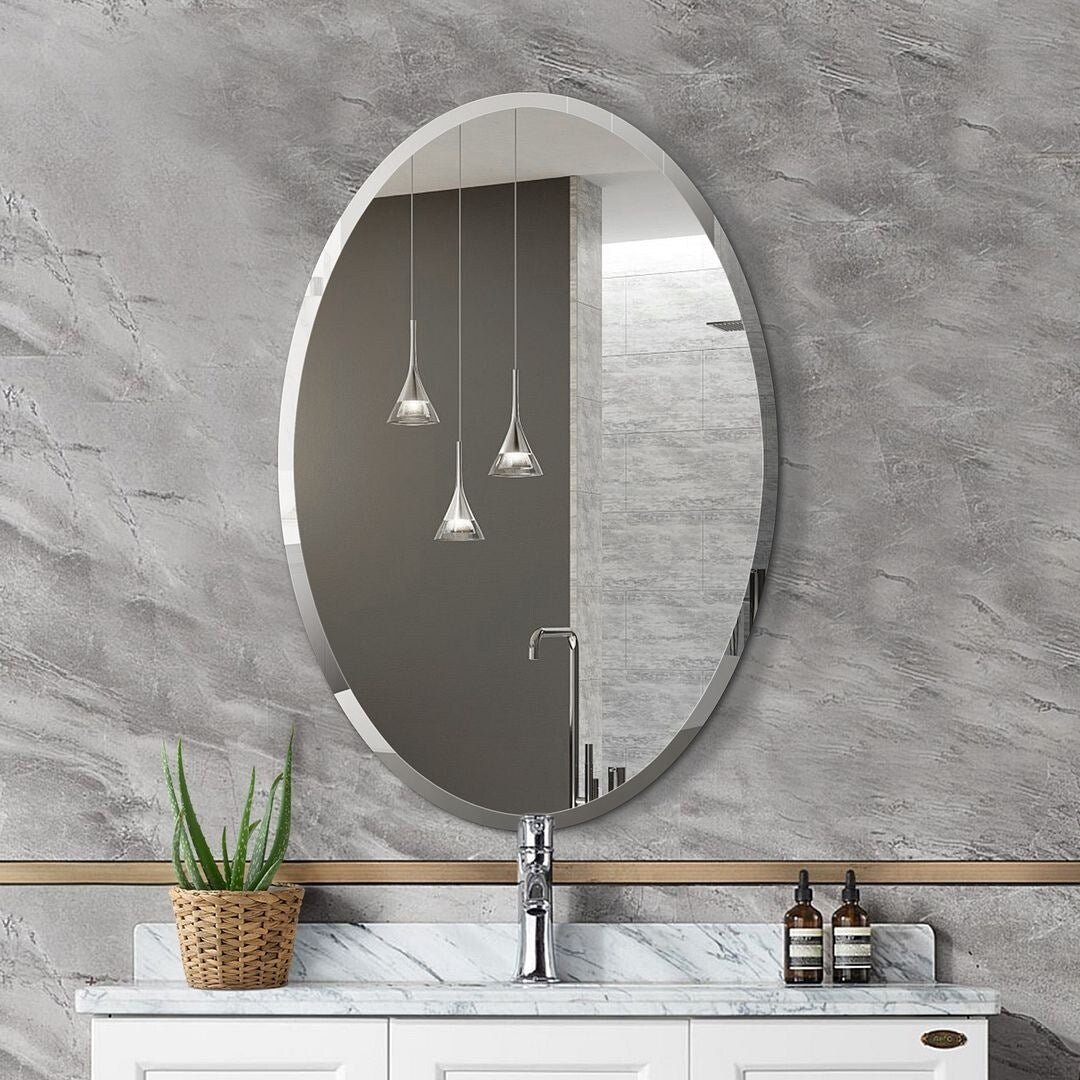 Mirror Trend Oval Frameless Beveled Wall Mirror - 22*32*0.71