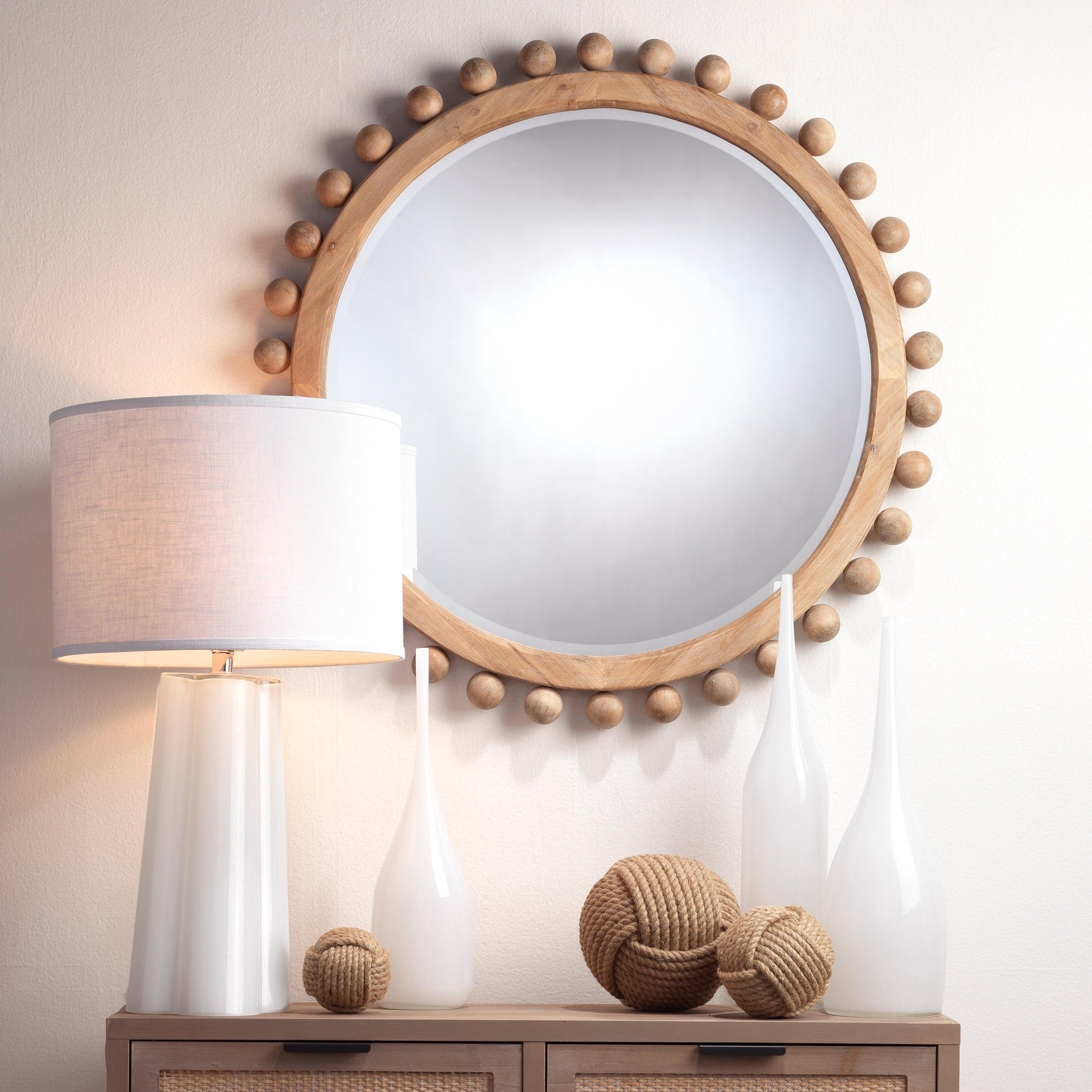 Alden Décor Orion Round Wood Mirror, Natural