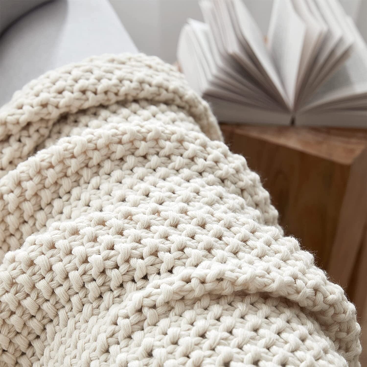 Cozy Potato Waffled Chunky Knit Throw Blanket