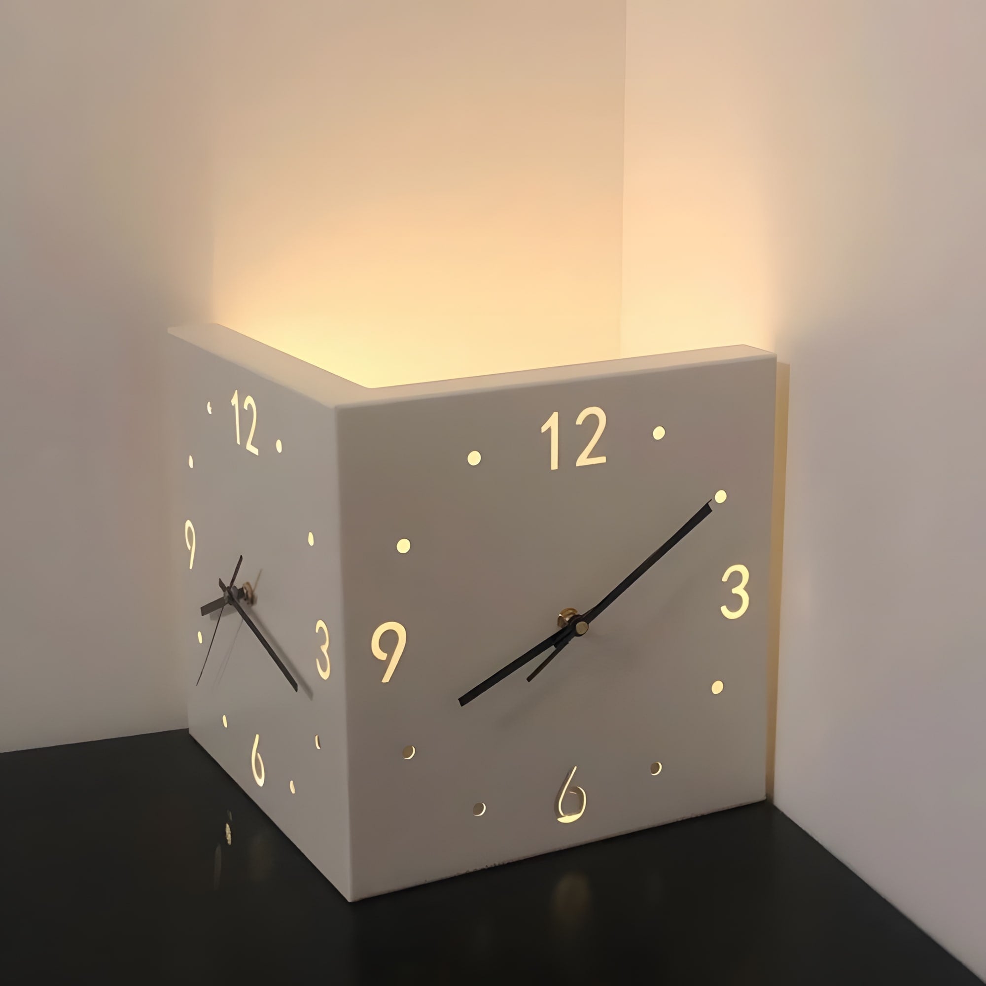 Backlit LED Wall Clock Corner Clock w/ Motion Sensor