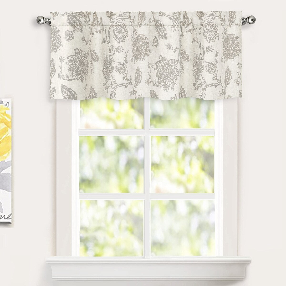 DriftAway Freda Jacobean Floral Linen Blend Window Curtain Valance