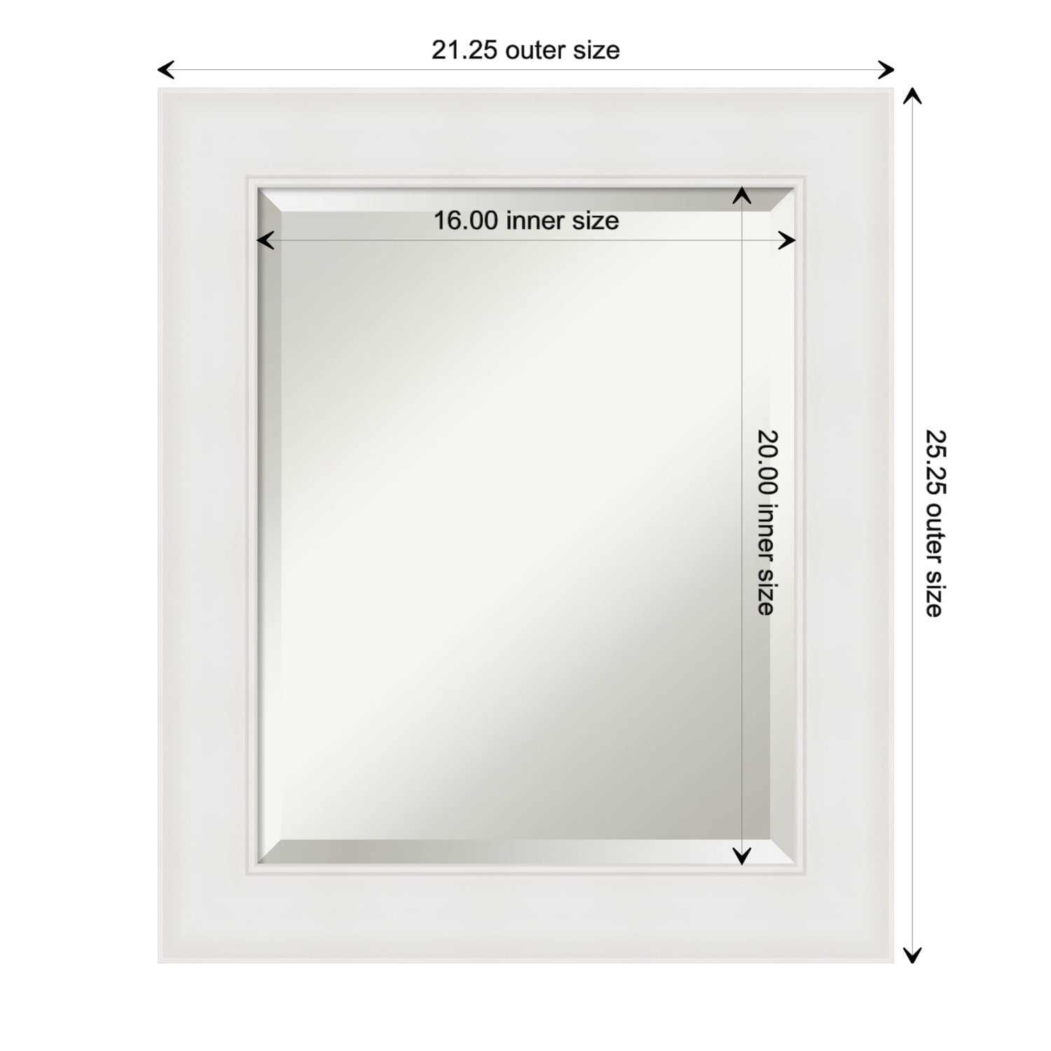 Textured White Beveled Framed Bathroom Vanity Wall Mirror - Textured White