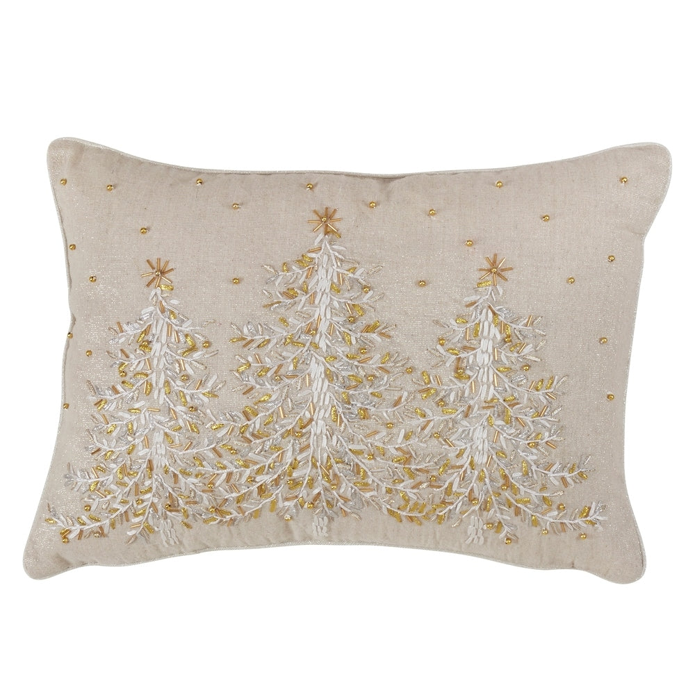 Embroidered Christmas Tree Down Filled Throw Pillow