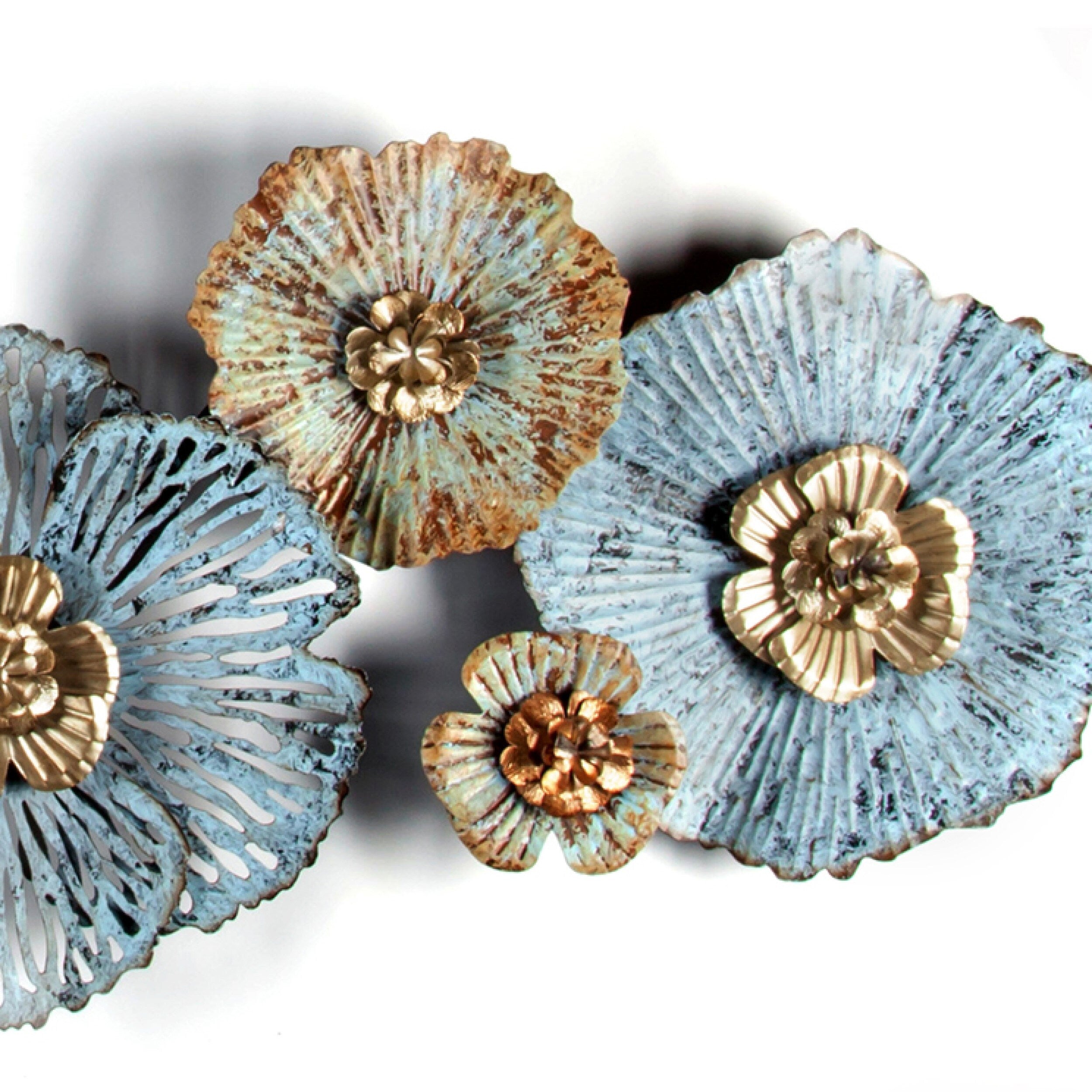 Carbon Loft Multi-color Metal Distressed Flower Wall Art