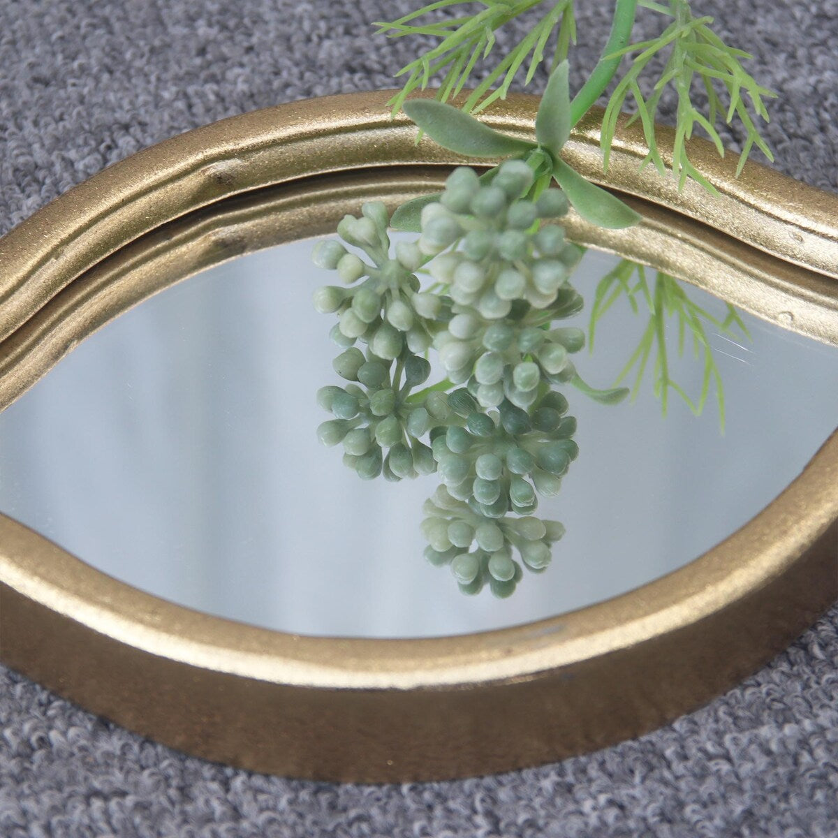 Modern Gold Metal Teardrop Mirror Boho Wall Decor, 37.875 H x 5.125 W