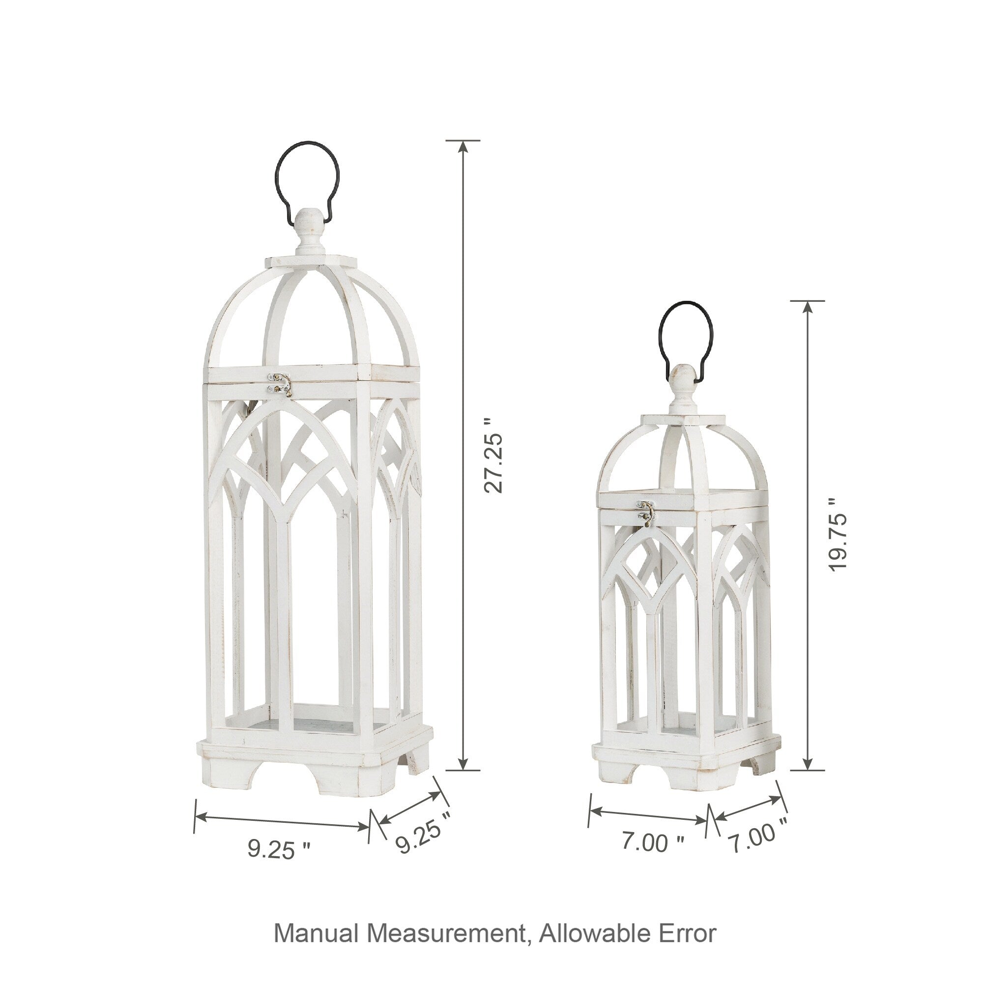 Glitzhome Set of 2 Wooden Church Style Fall Decorative Lanterns Candle Holders