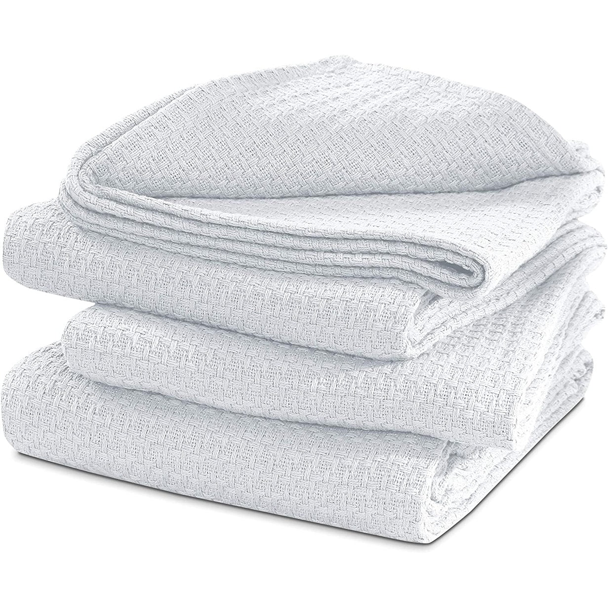 100% Cotton Basket Weave Thermal Bed Blanket Breathable Soft Layering All Season Medium Weight