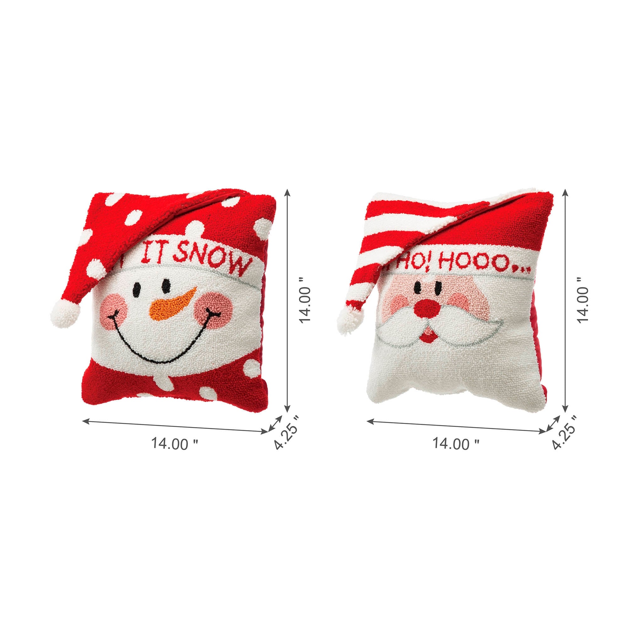 Glitzhome 14L Hooked 3D Santa Christmas Pillow Home Decor