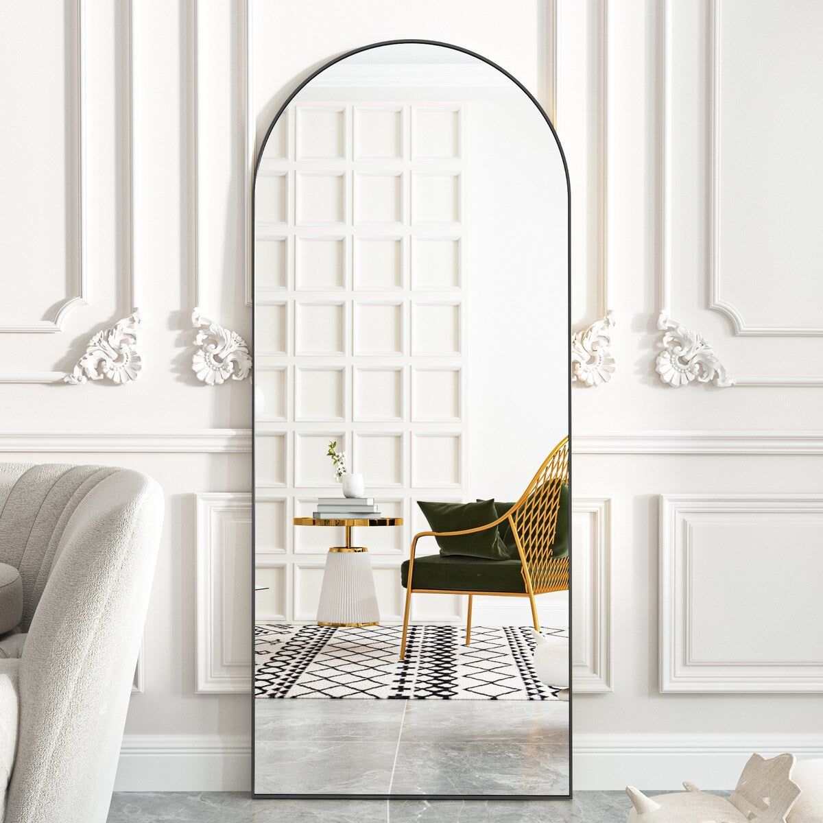 Arched Full Length Floor Mirror Full Body Standing Mirror Wall Decor