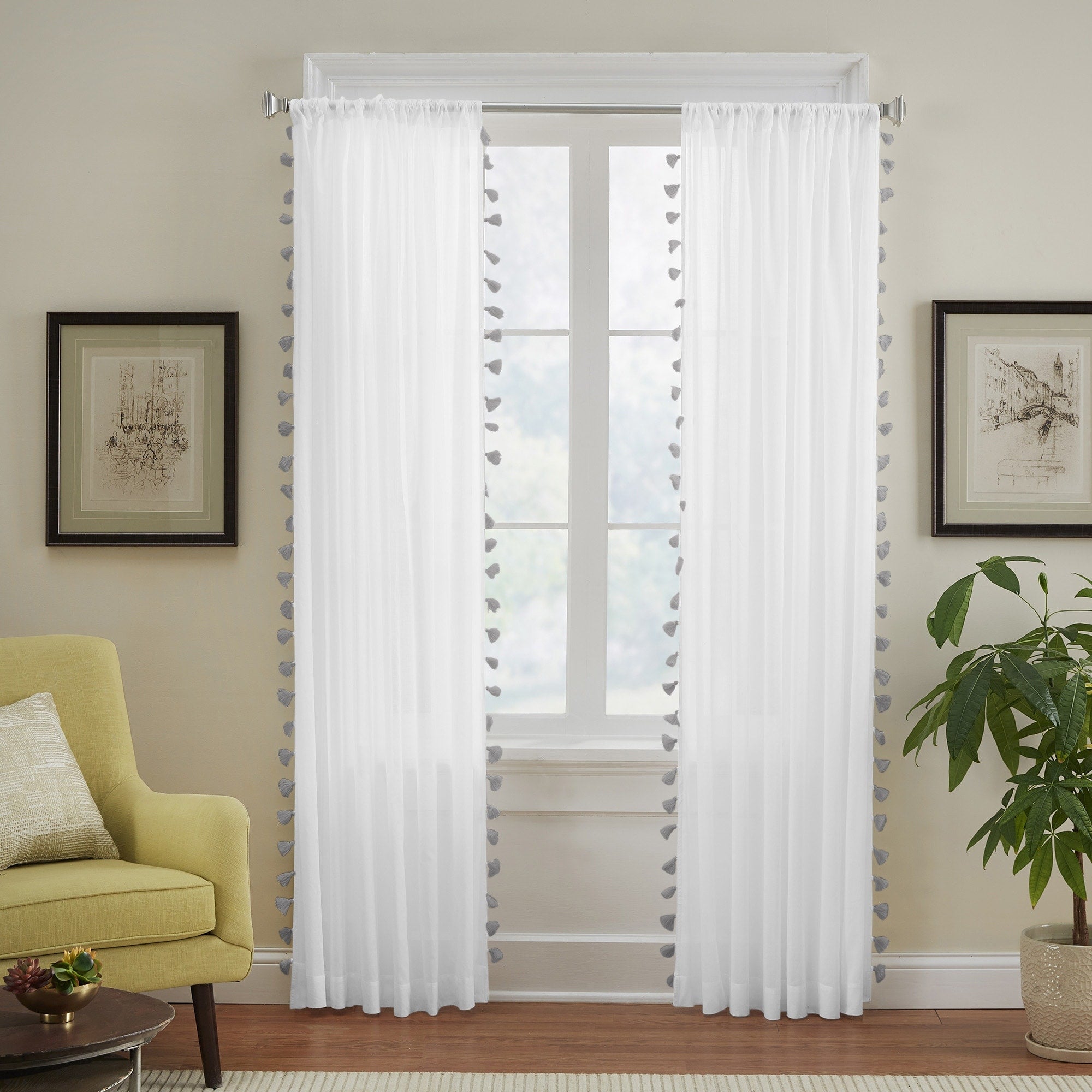 Bianca Semi-Sheer Window Curtain with Tassels