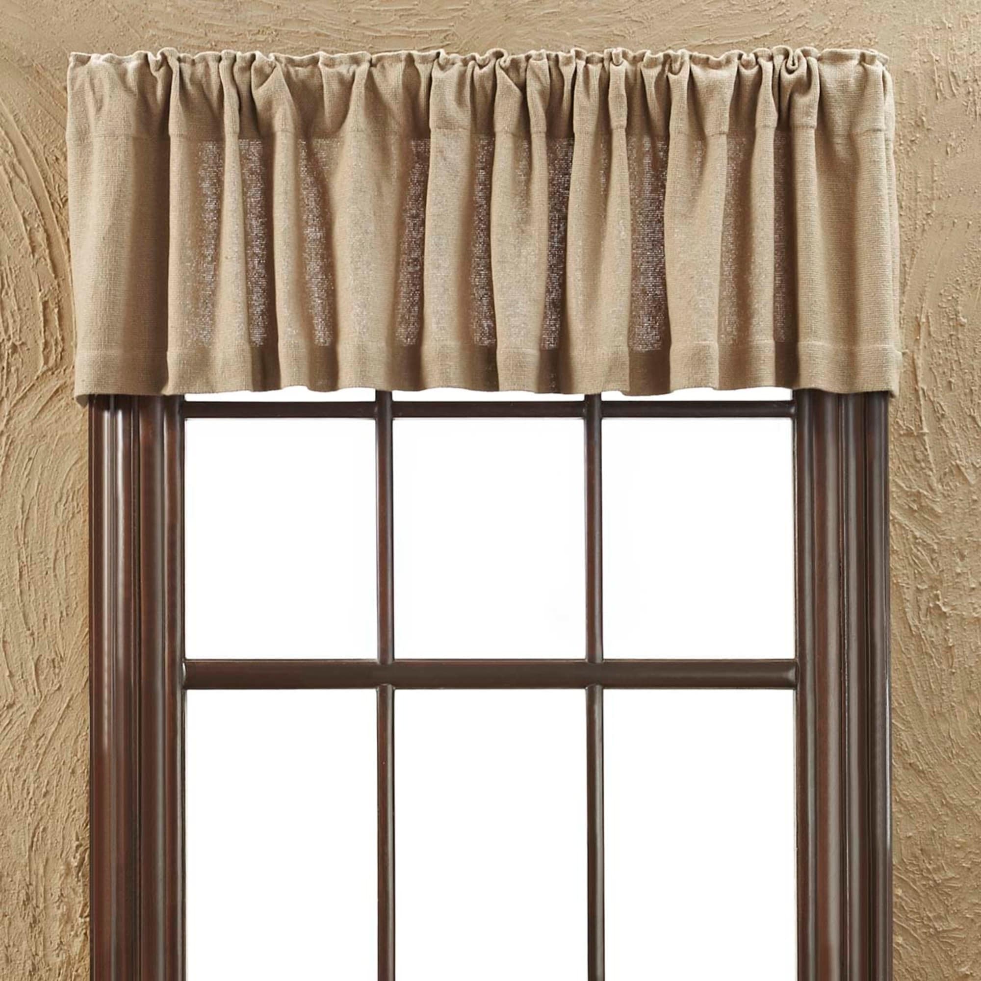 Farmhouse Kitchen Curtains VHC Cotton Burlap Valance Rod Pocket Solid Color