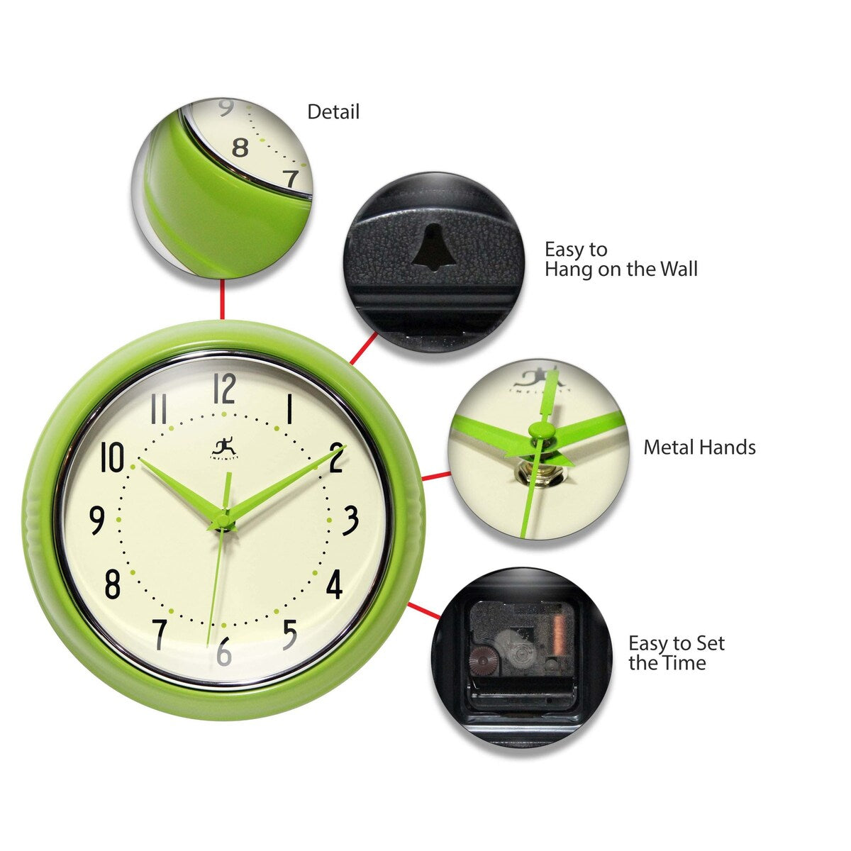 Round Retro Kitchen Wall Clock by Infinity Instruments