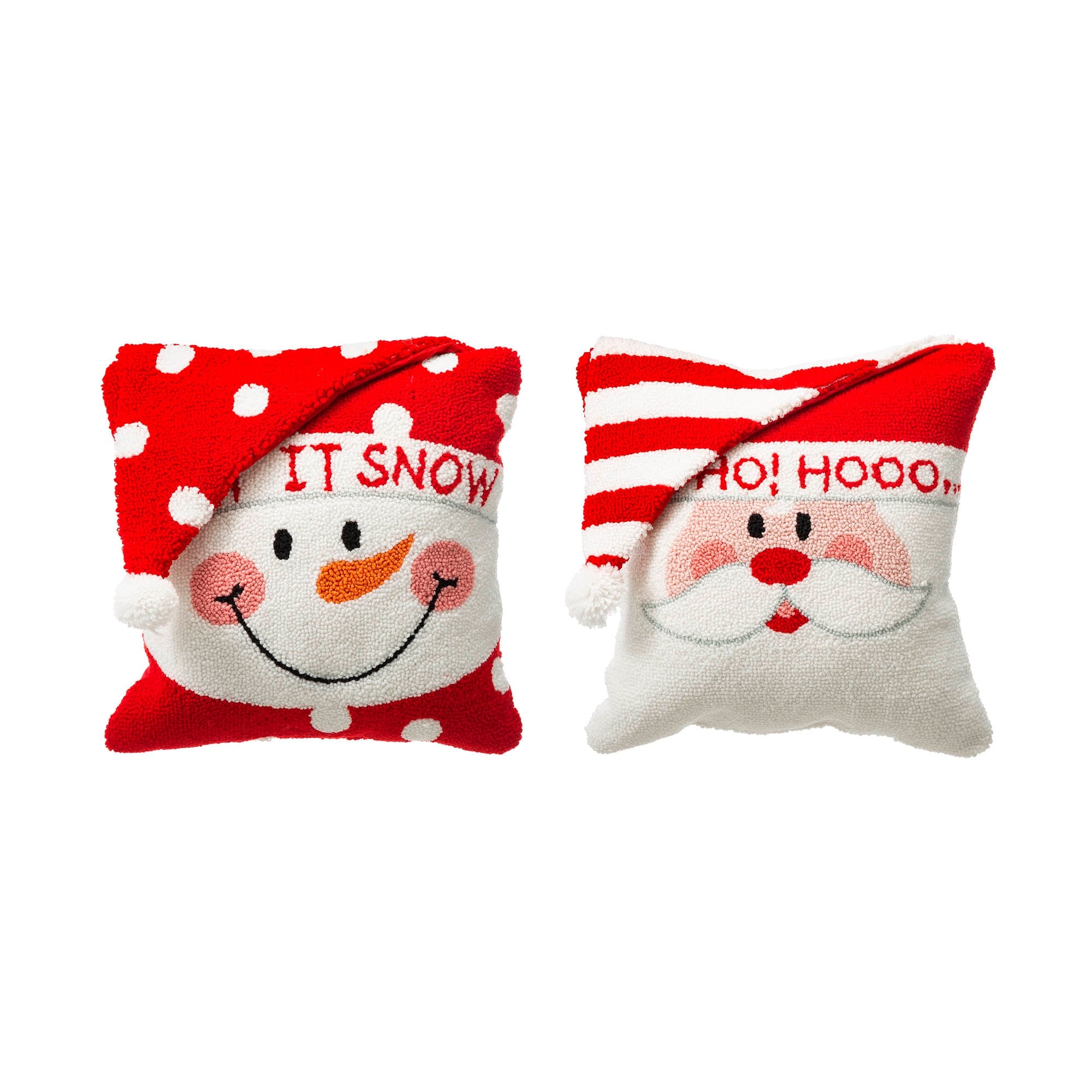 Glitzhome 14L Hooked 3D Santa Christmas Pillow Home Decor