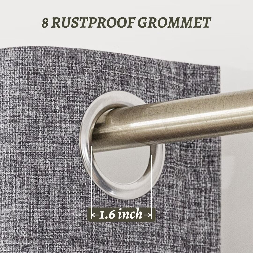 Linen Textured 100% Blackout Grommet Curtain Pair(Set of 2)