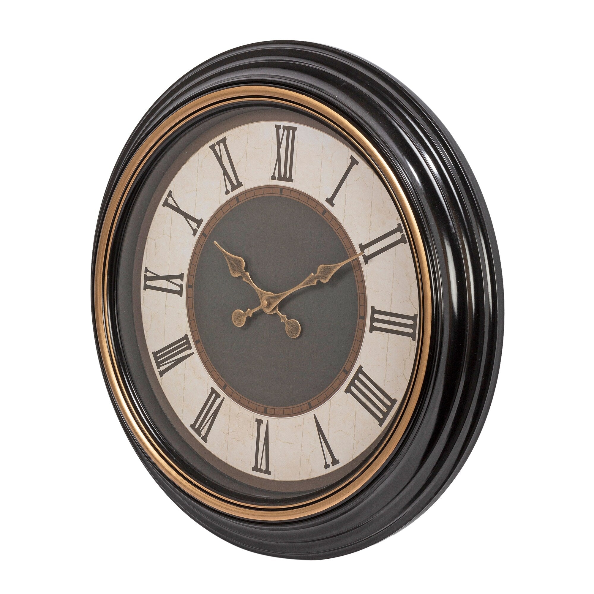 Kiera Grace Round Wall Clock with Brushed Copper Bezel, 20 inches