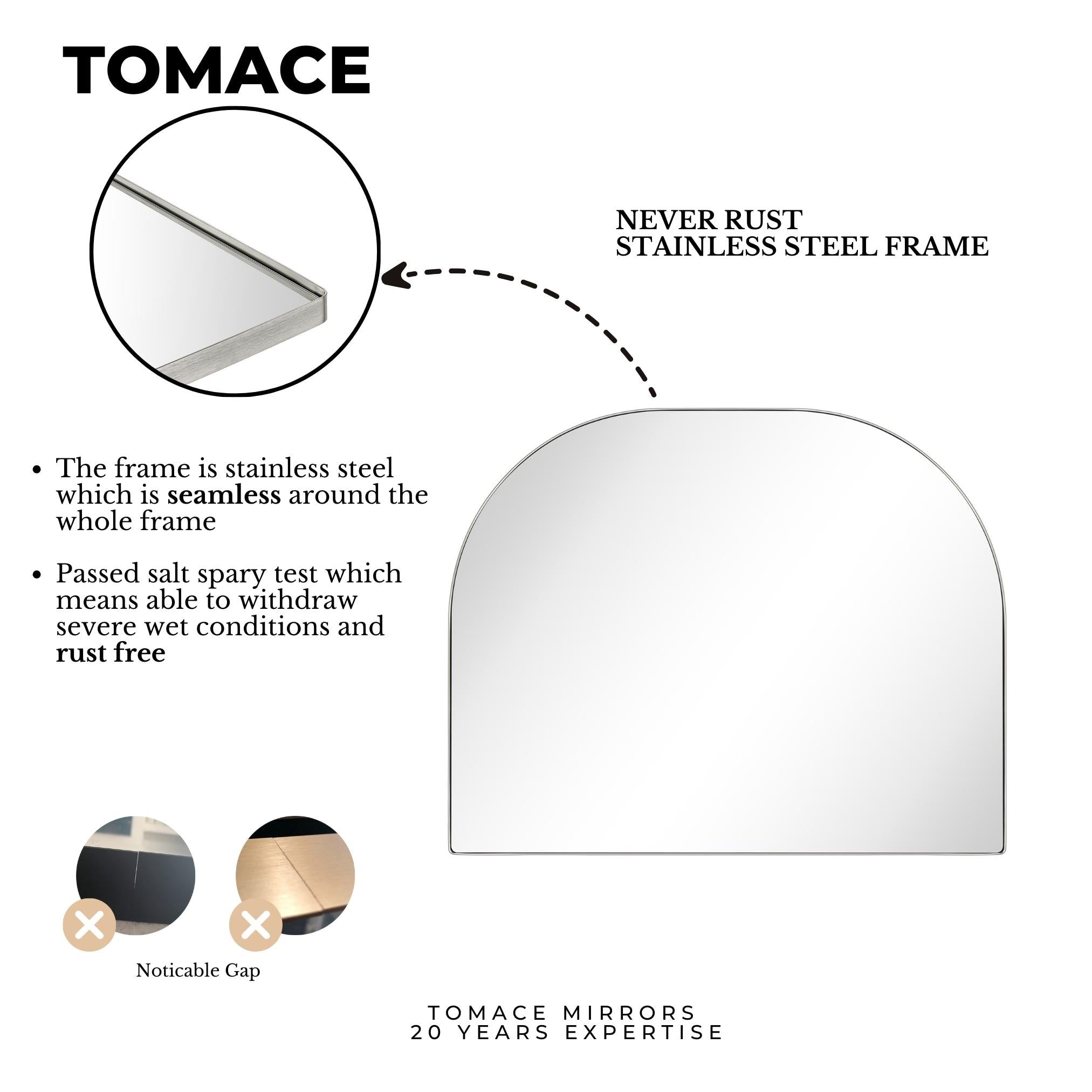 TEHOME Dezerae Large Arch Mirror for Mantel, 40'' W x 32'' H