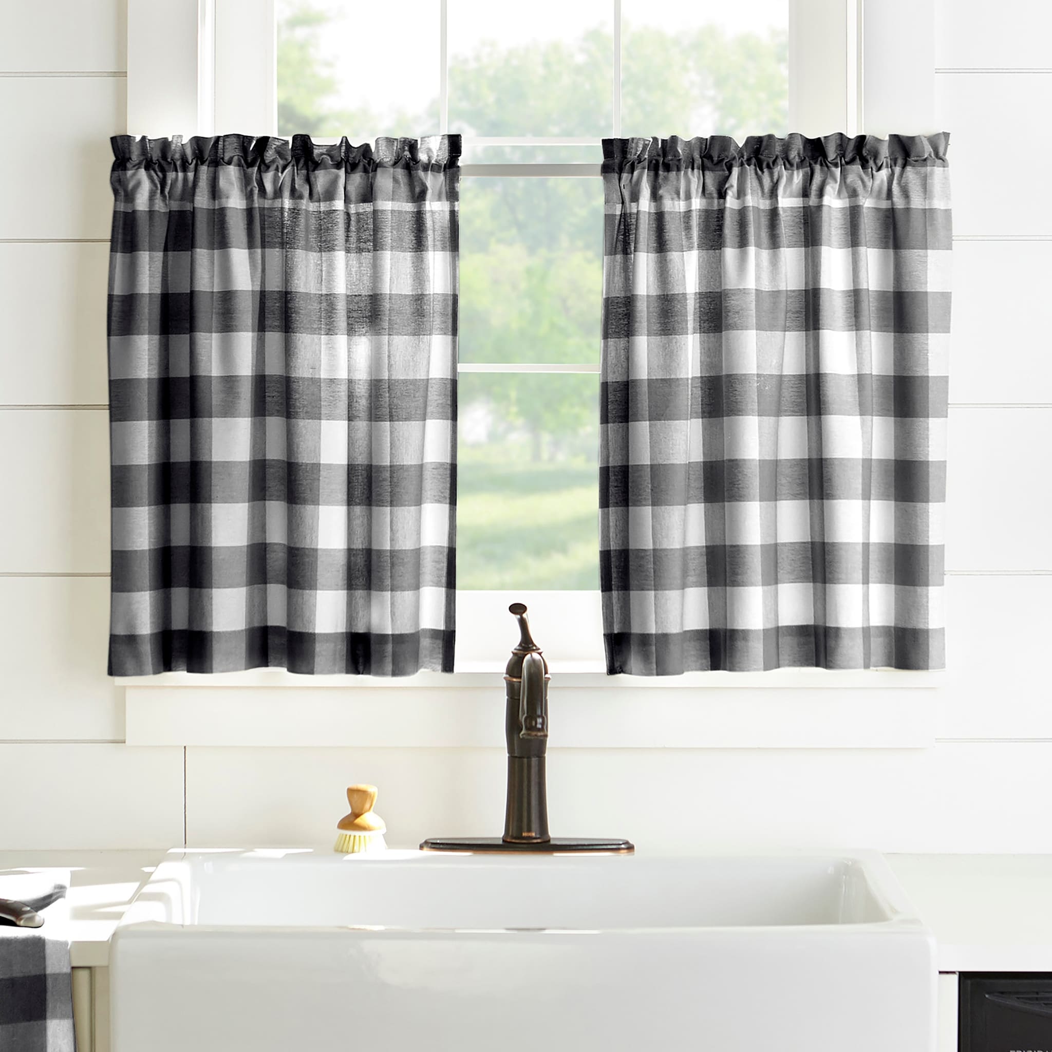 The Gray Barn Emily Gulch Buffalo Check Kitchen Curtain Tier Set