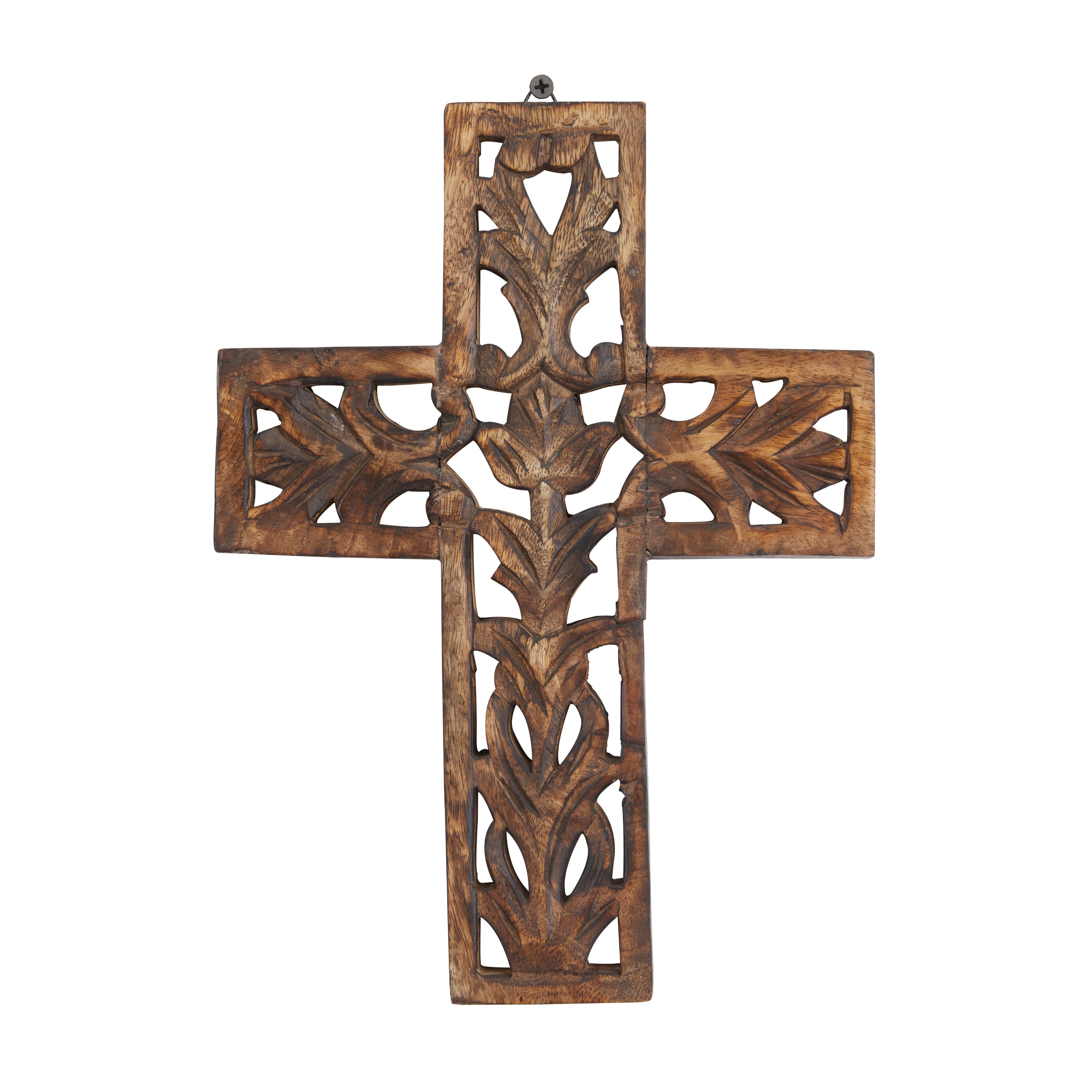 Brown Wood Traditional Wall Decor Cross 12 x 9 x 1