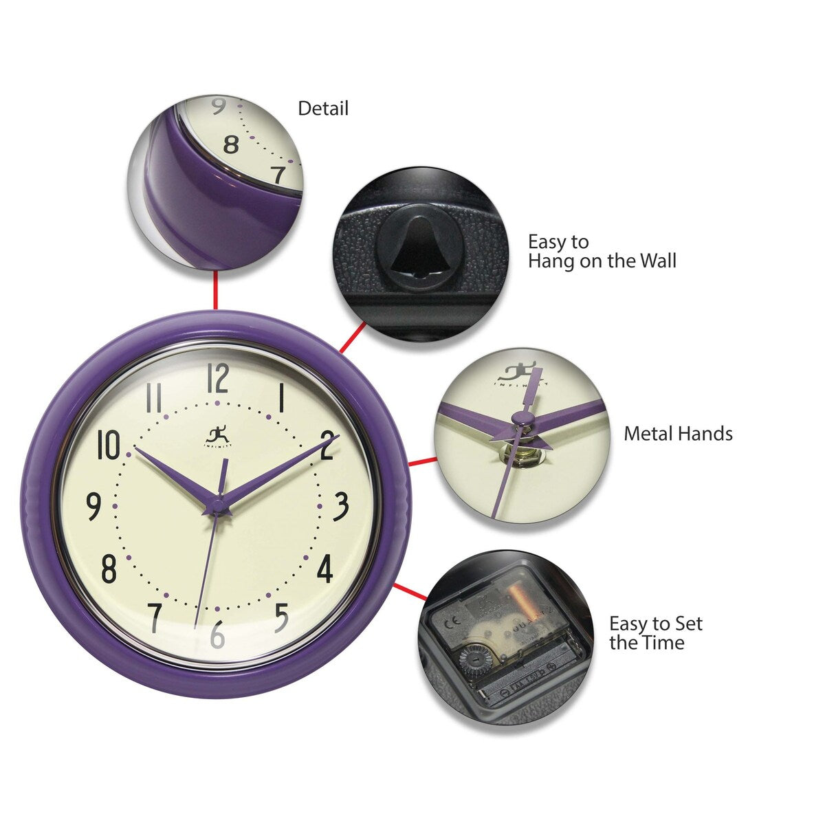 Round Retro Kitchen Wall Clock by Infinity Instruments