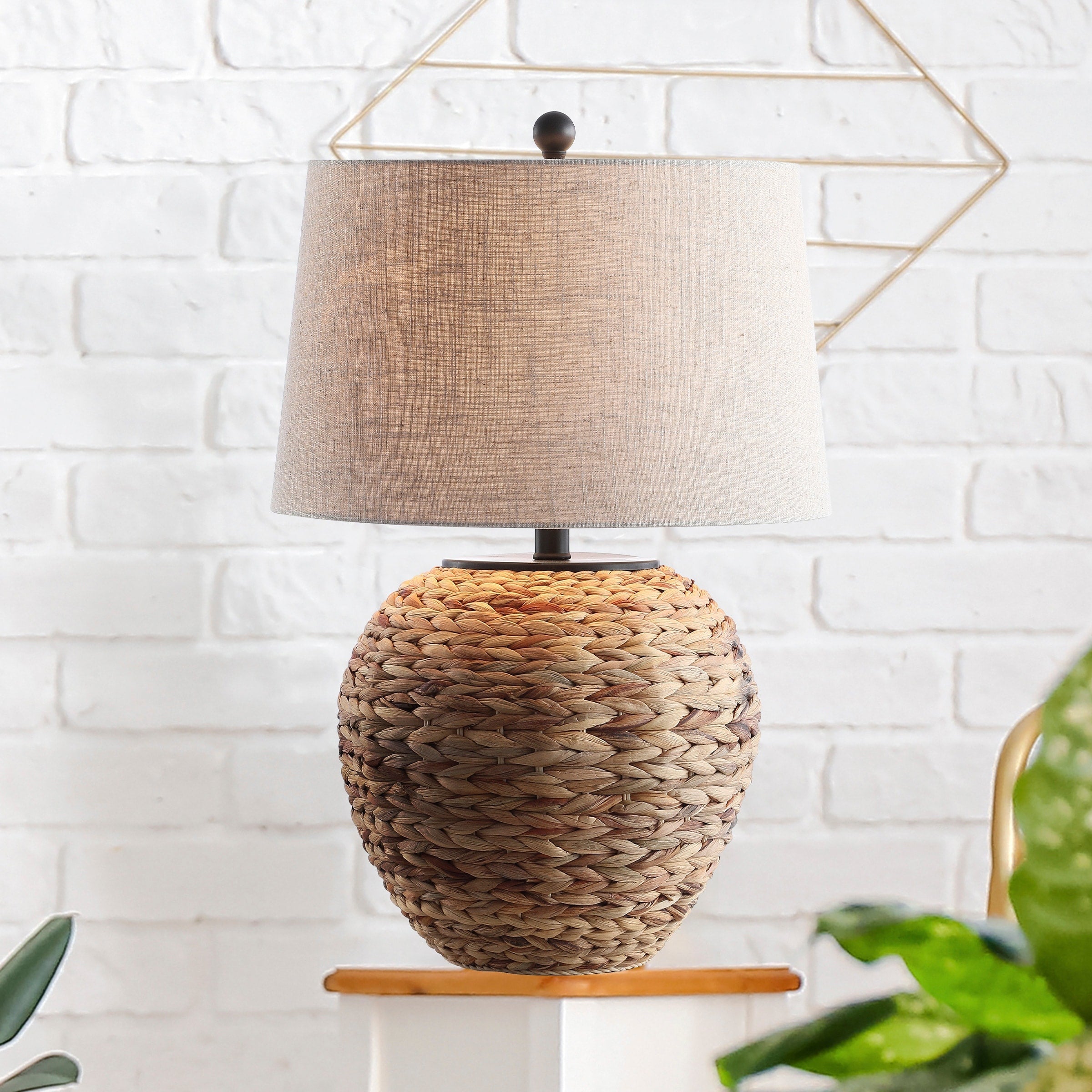 Elicia 24.5 Banana Leaf Basket LED Table Lamp, by JONATHAN Y