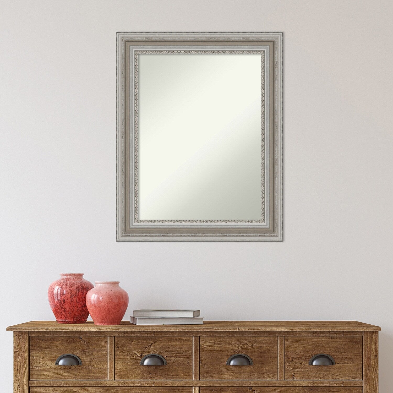 Non-Beveled Bathroom Wall Mirror - Parlor Silver Frame