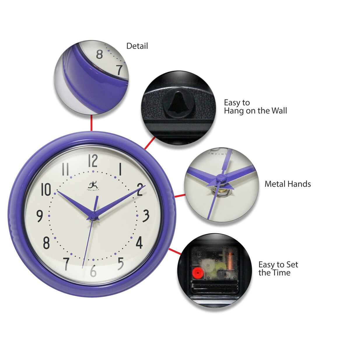 Round Retro Kitchen Wall Clock by Infinity Instruments