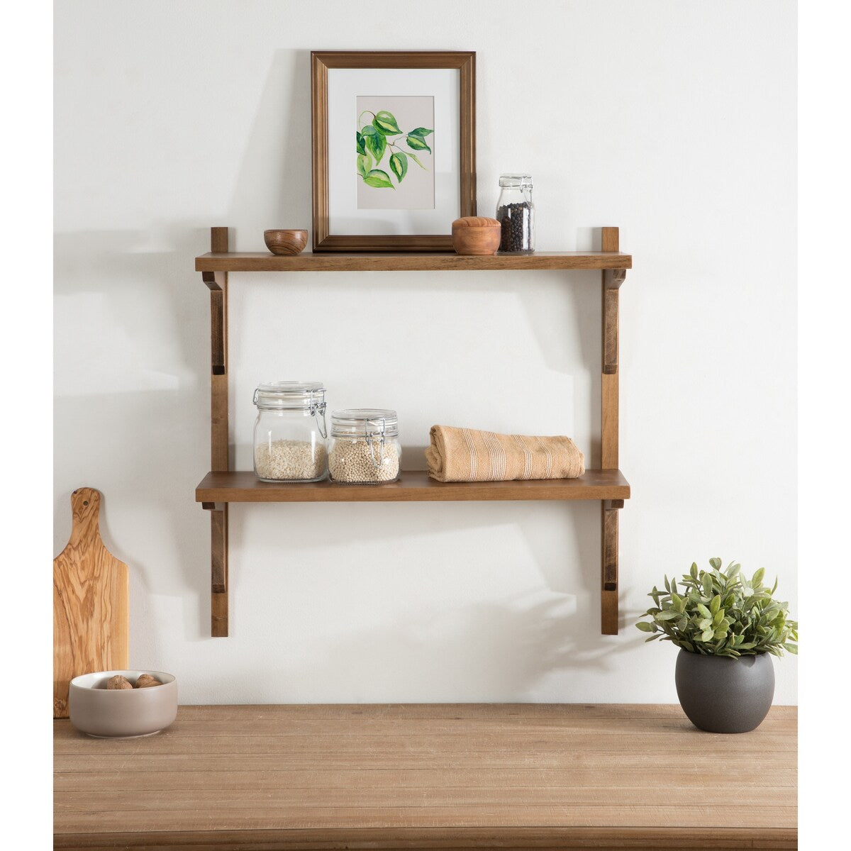 Kate and Laurel Meridien Mid-Century Wall Shelves - 24x8x24