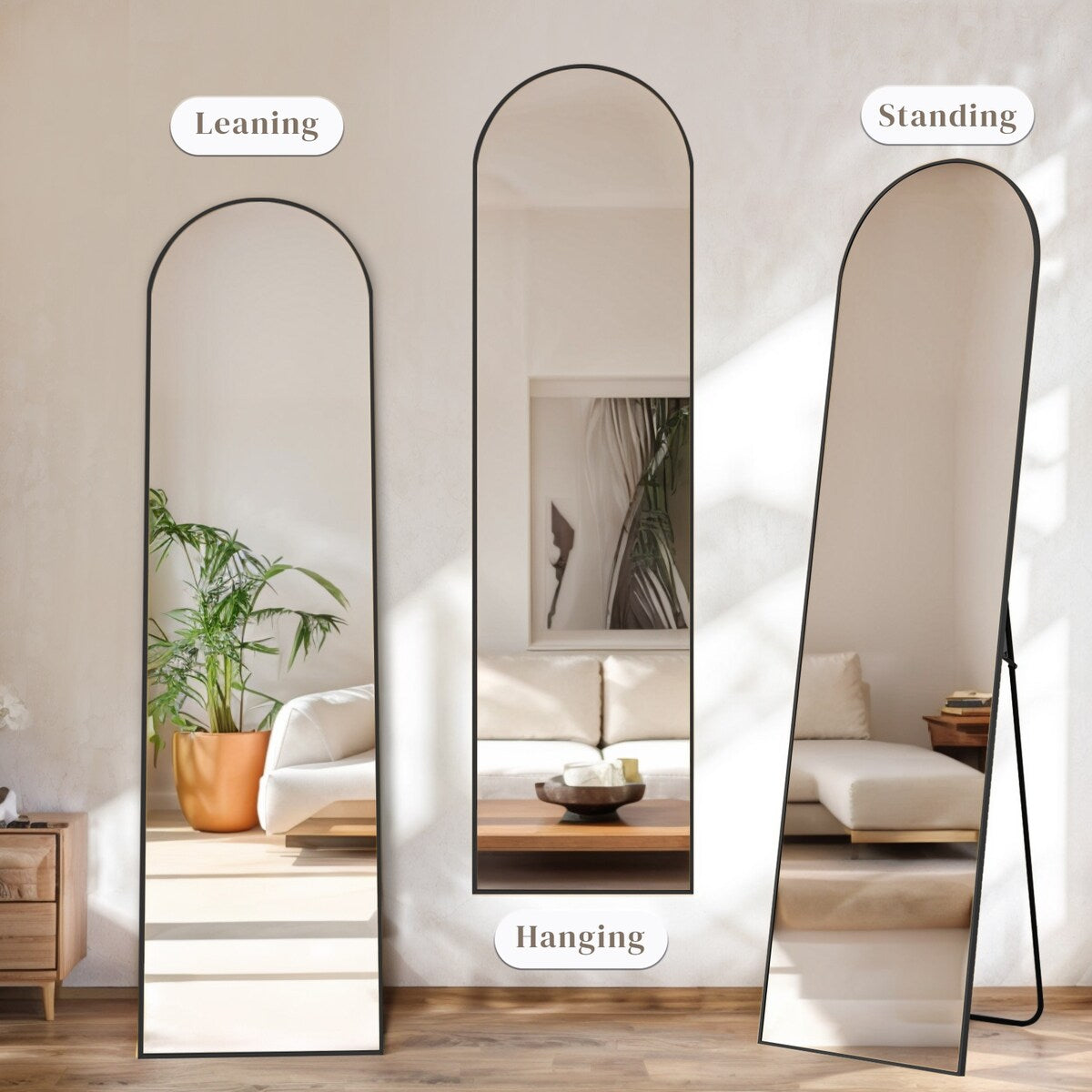 Mirror Full Length Body Wall Mirrors with Shatter-Proof Glass, Floor Standing for Bedroom Cloakroom