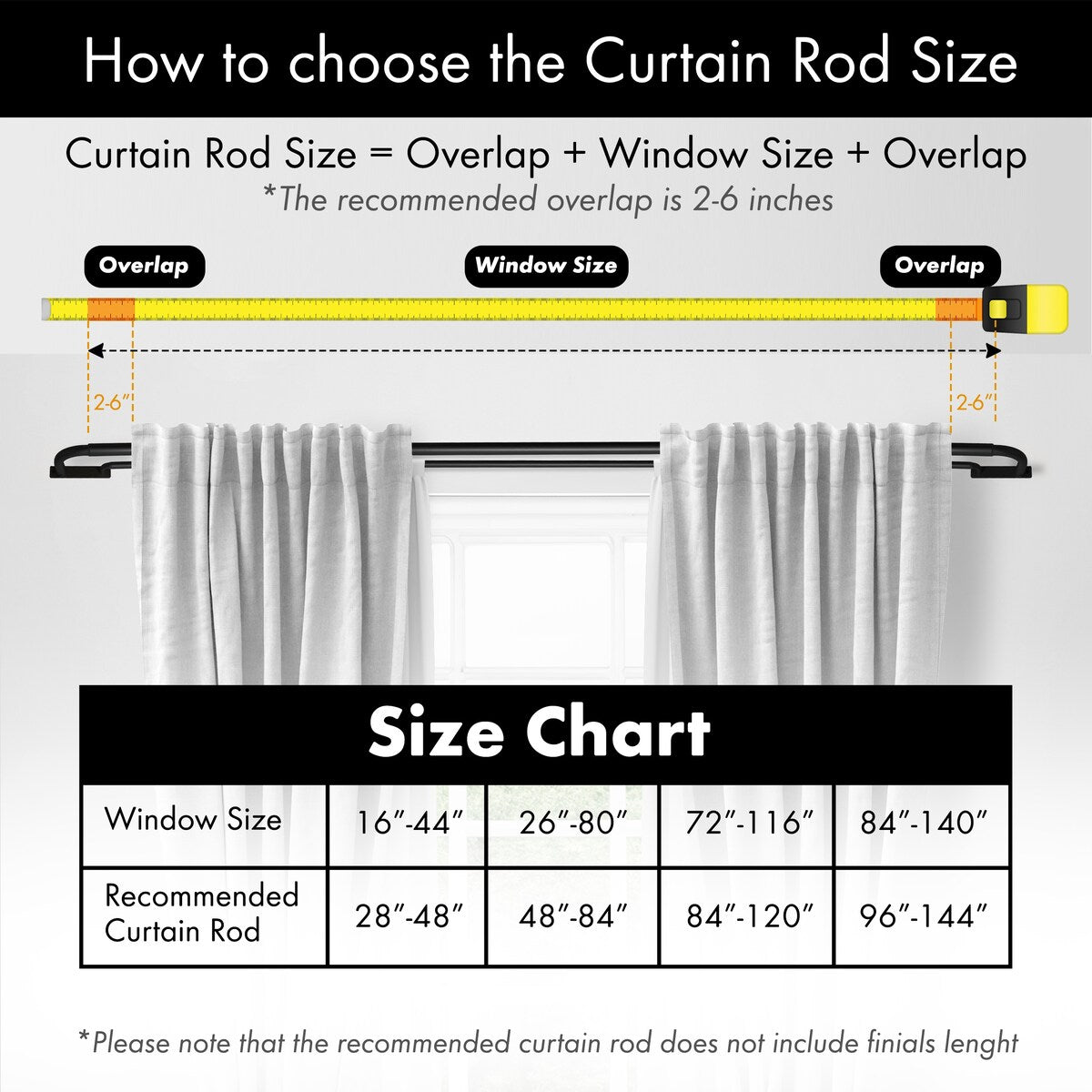 Meriville Double Wrap Around Blackout Curtain Rod Set - 1-inch Diameter Front Rod and 5/8-inch Diameter Back Rod