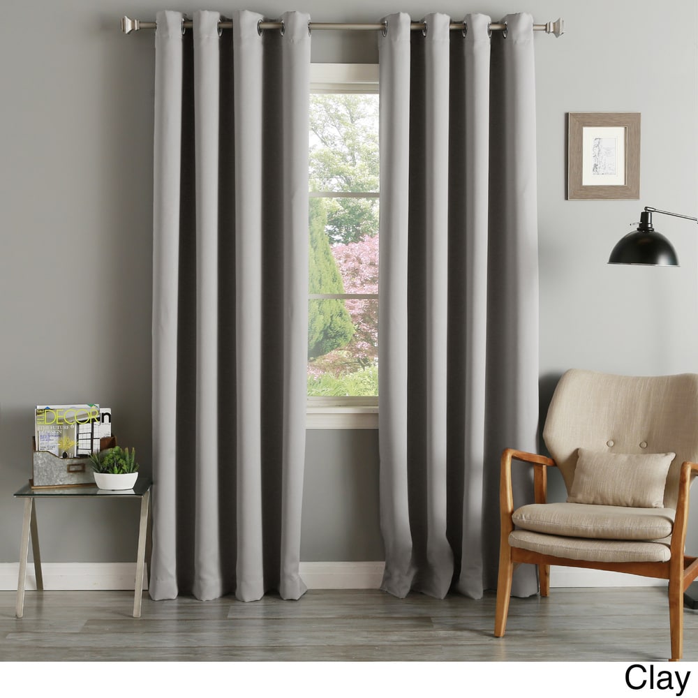 Aurora Home Silvertone Grommet Thermal Insulated Blackout Curtain Panel Pair