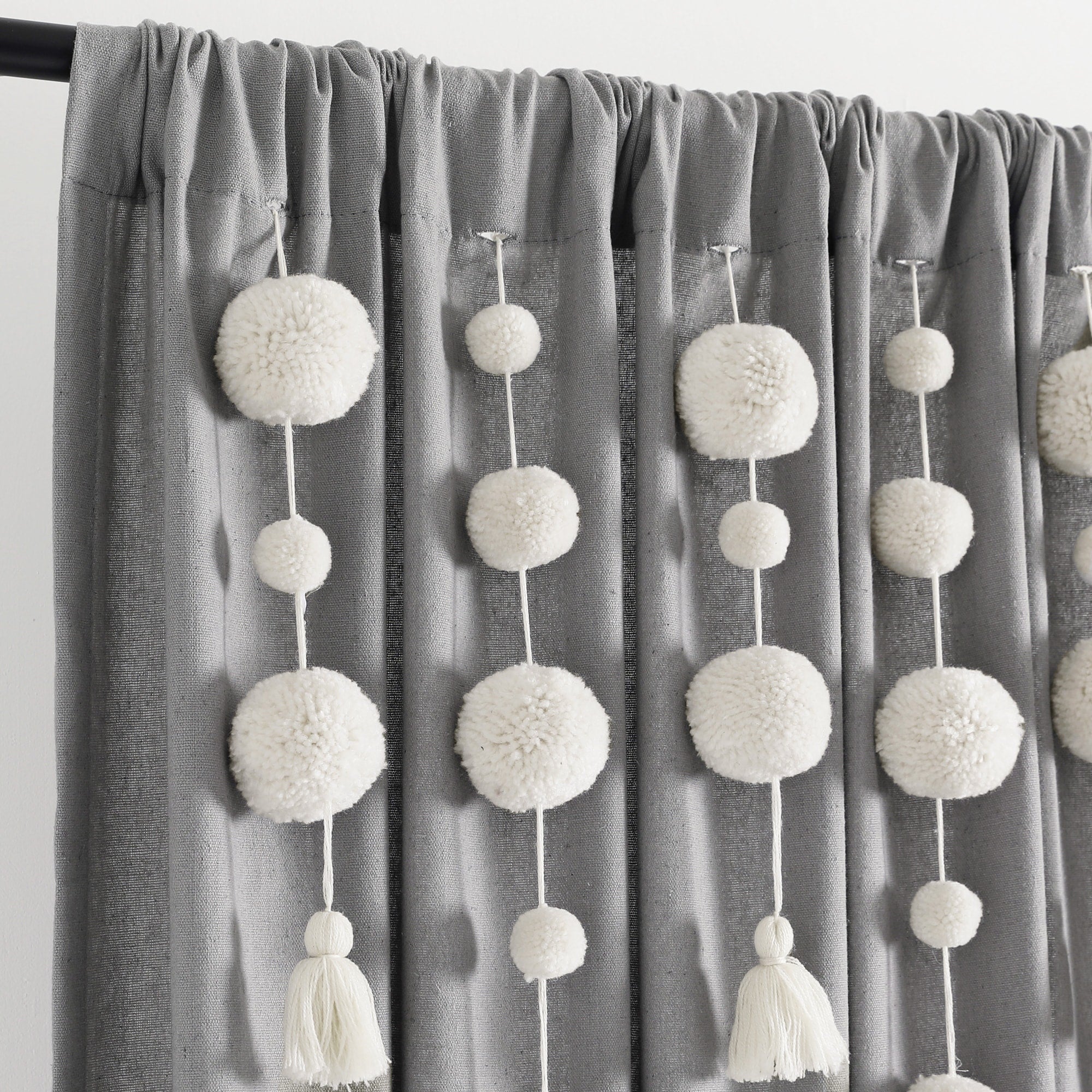 Lush Decor Boho Pom Pom Tassel Linen Window Curtain Panel (Single)